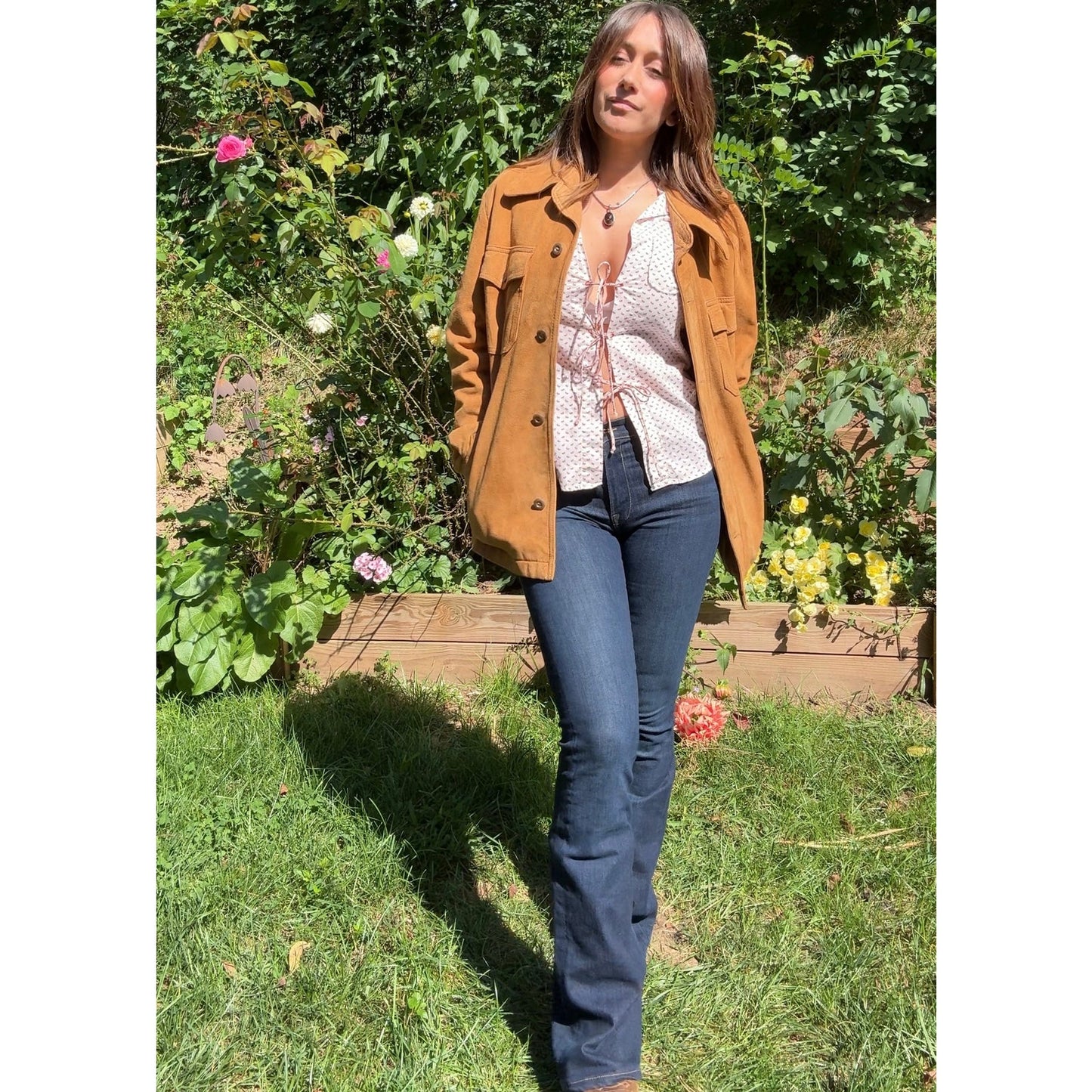 Y2K Lace-Up Handkerchief Print Blouse — Festival Flair / American Eagle Vintage Top XS-S