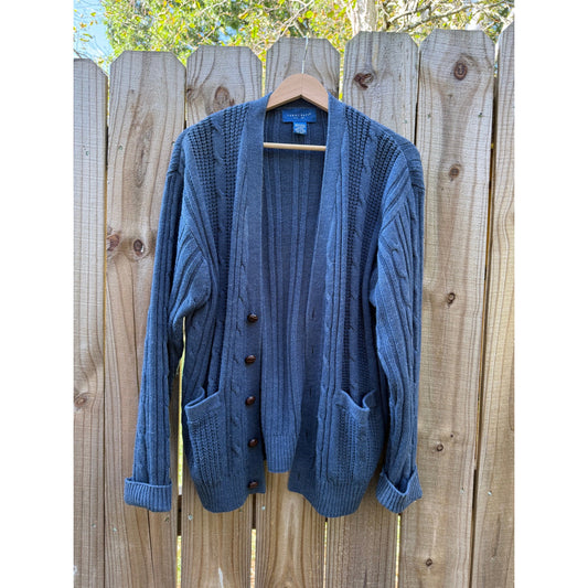 Navy Grandpa Cardigan — 90s / Slouchy Layering Knit