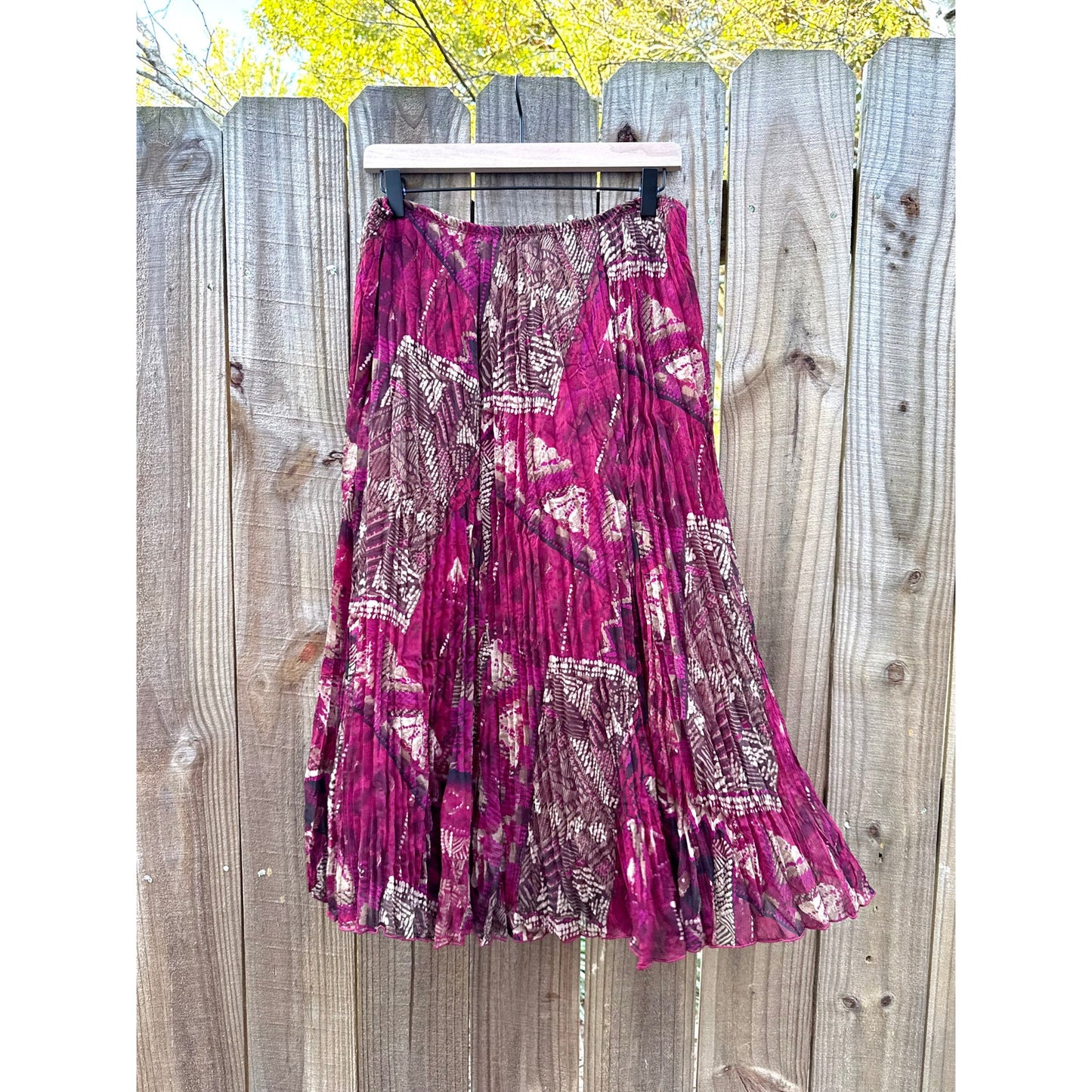 Bohemian Sunset Pleated Maxi Skirt Red