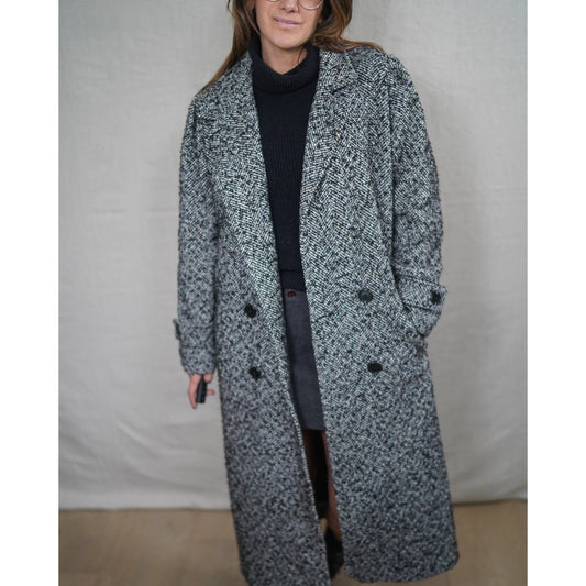 Vintage Longline Wool Tweed Coat Oversized