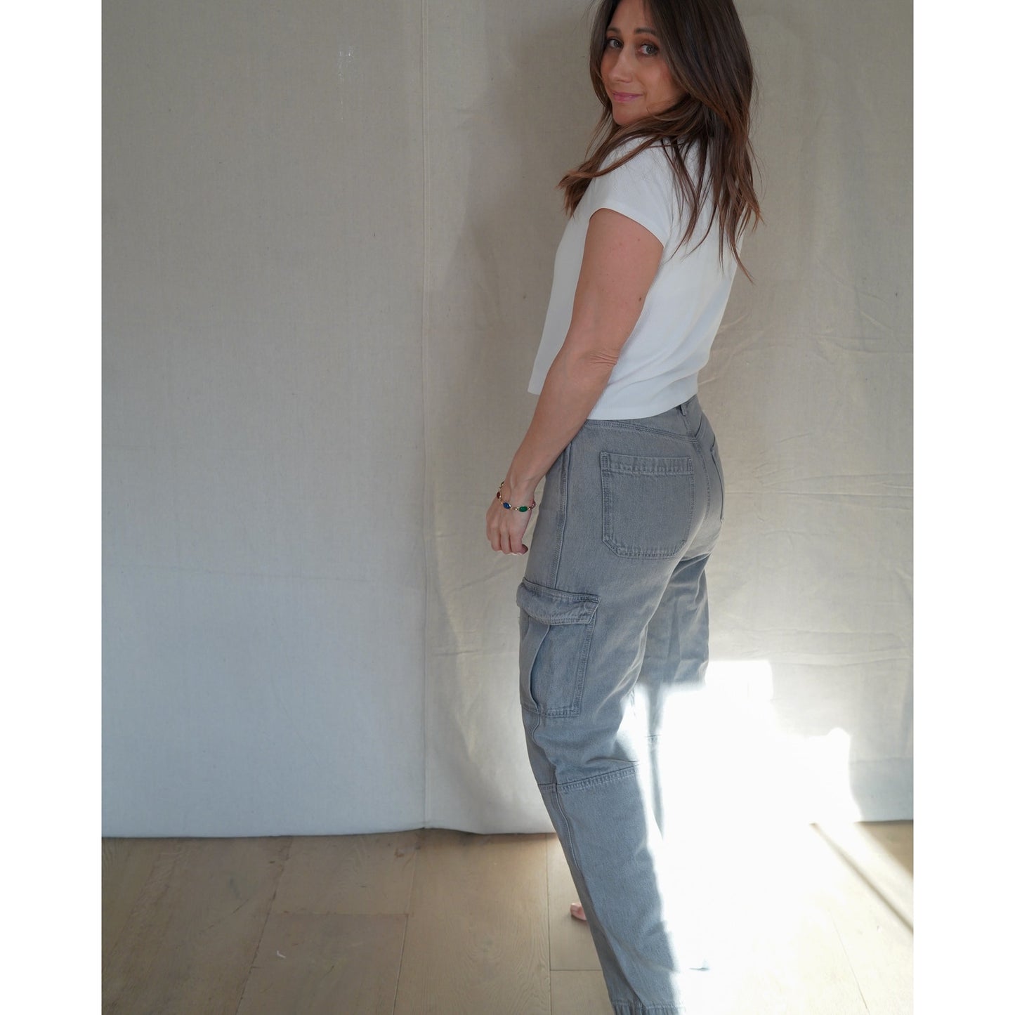 H&amp;M Washed Gray Cargo Pants – Faded Utility – Size 4