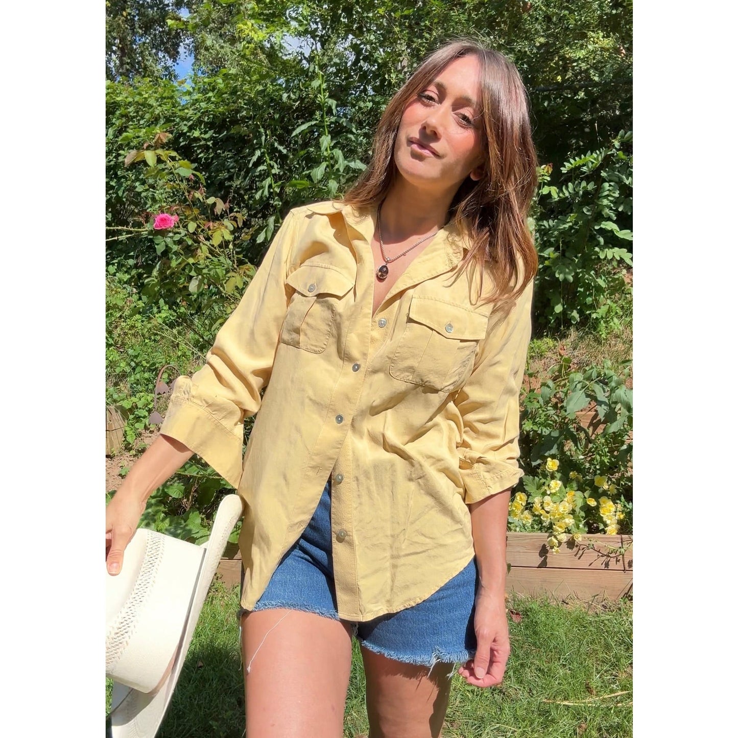 Silk Button-Down Shirt — Butter Yellow / Western Luxe Vintage