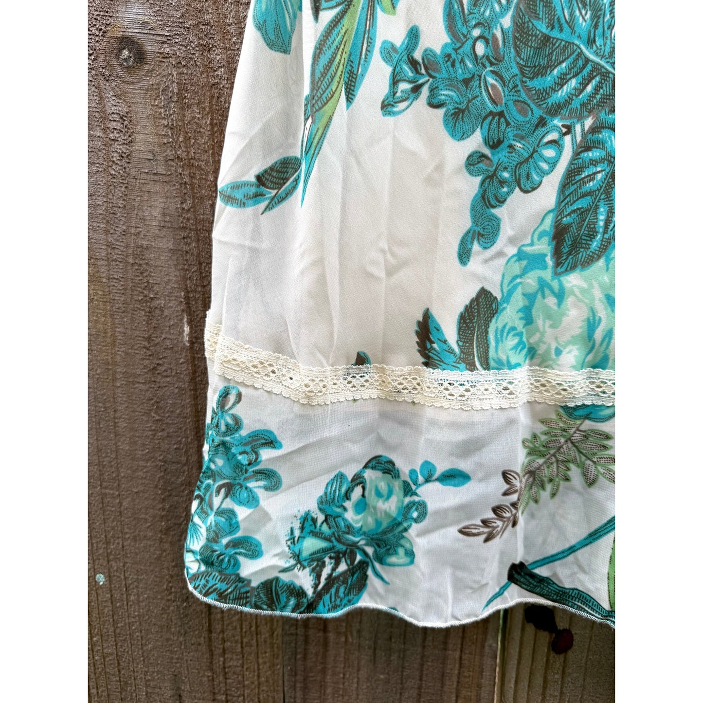 Vintage 90s Floral Slip Skirt with Lace Trim Y2K