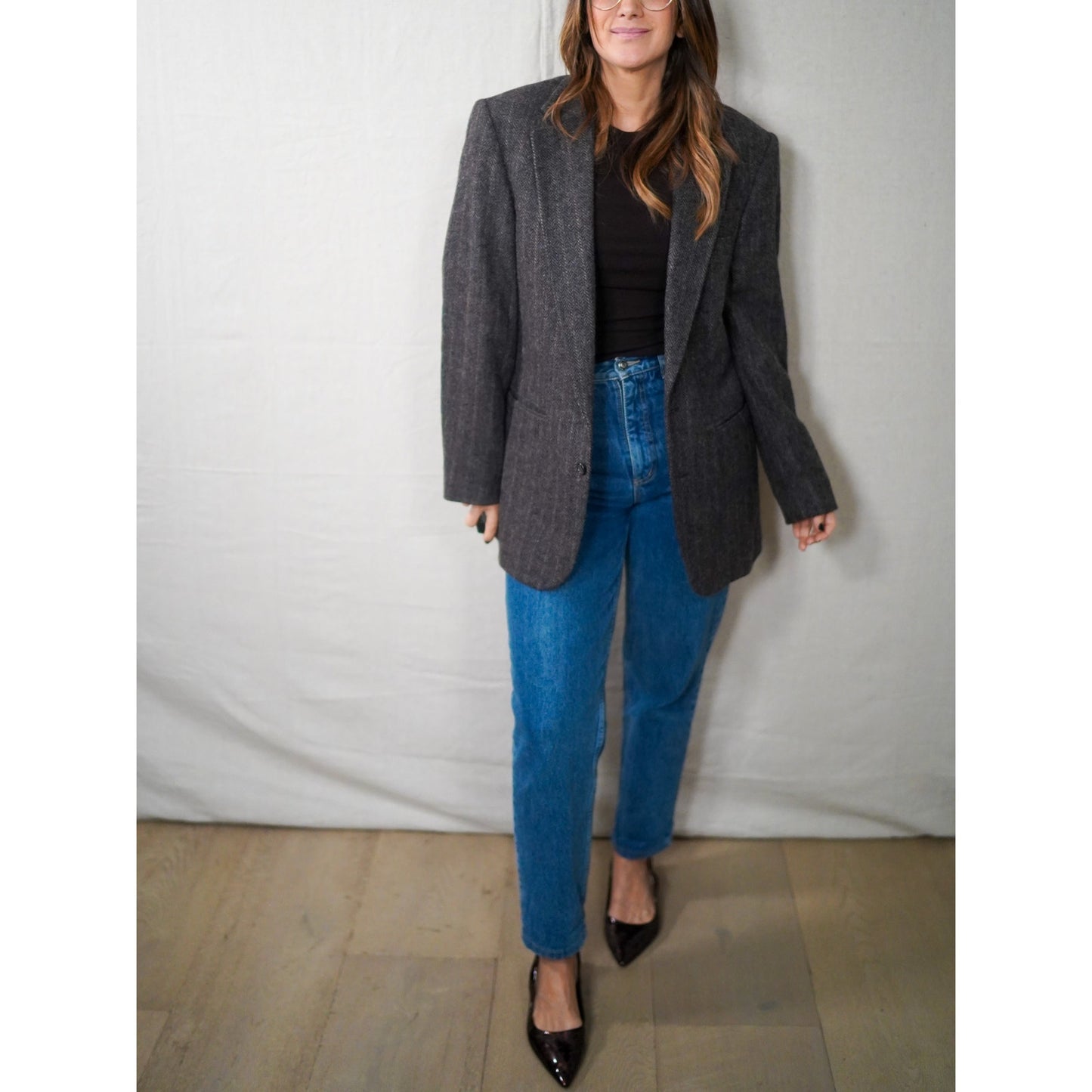 VINTAGE ANDHURST HERRINGBONE WOOL BLAZER