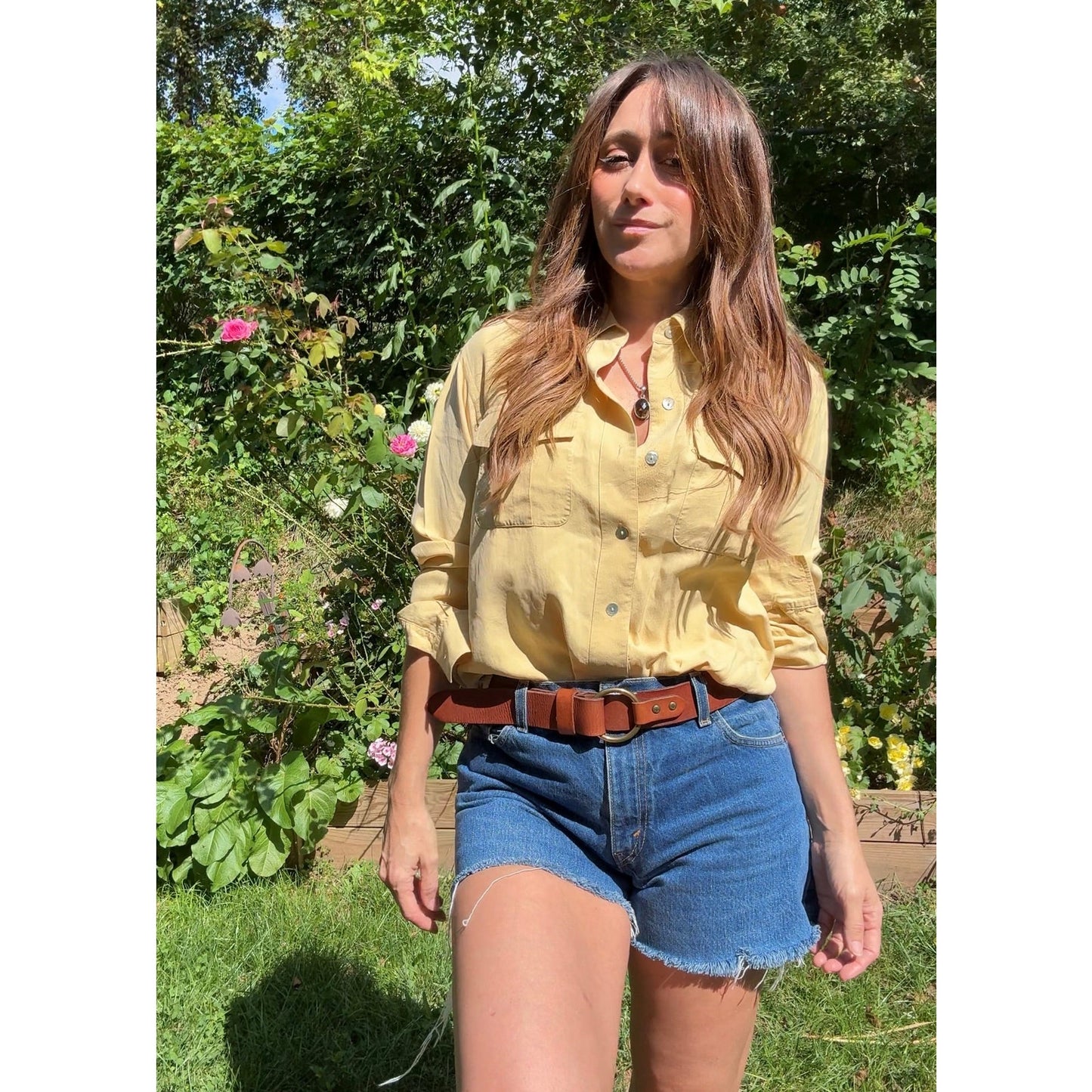 Silk Button-Down Shirt — Butter Yellow / Western Luxe Vintage