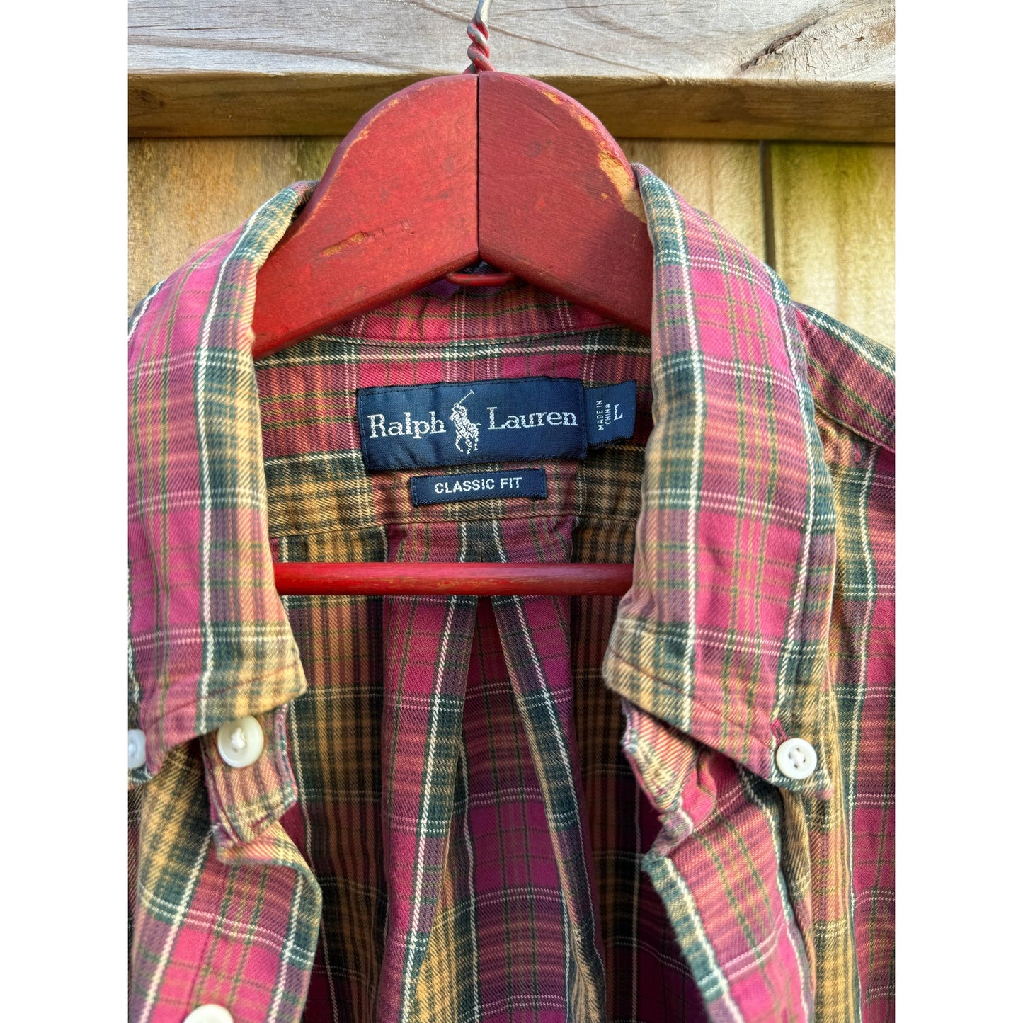 Ralph Lauren Plaid Button Down Shirt / Classic Fit / Red Green Tartan / Vintage Prep