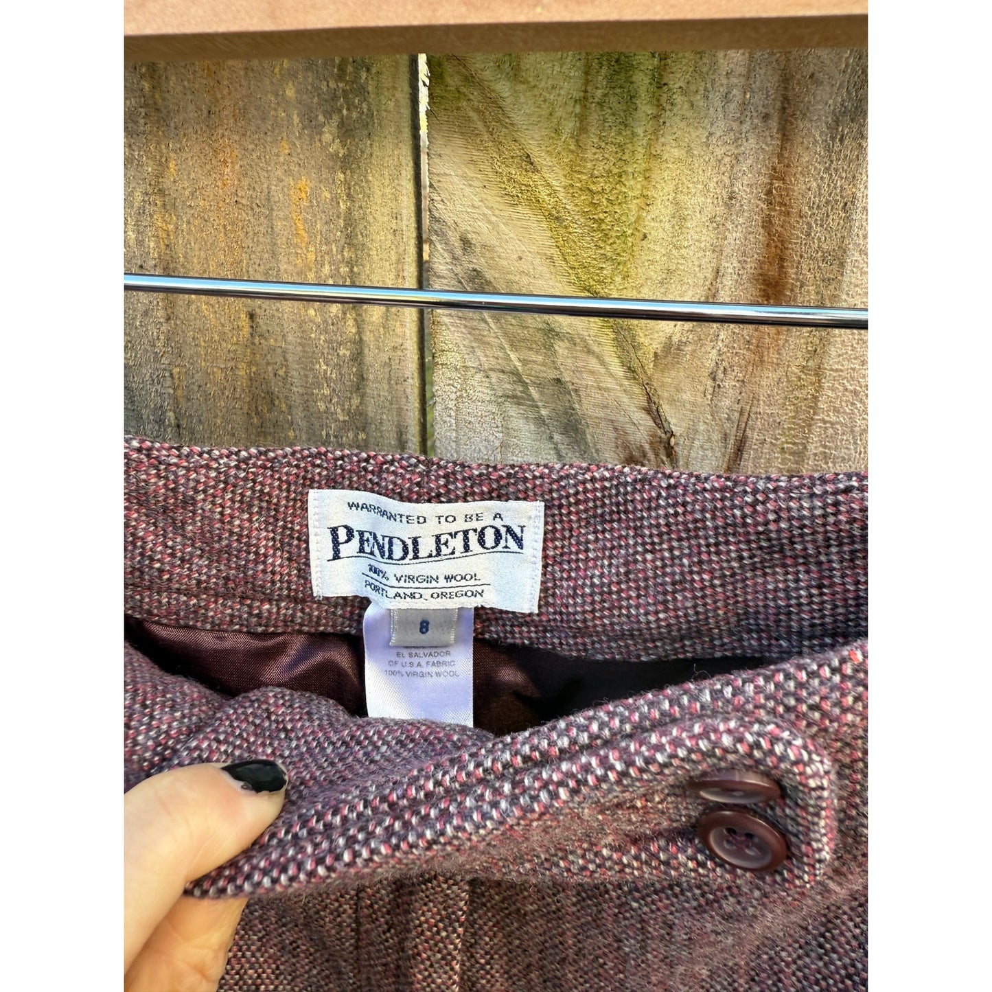 Vintage Pendleton Plum Tweed Wool Trousers Straight Leg High Waist Pants