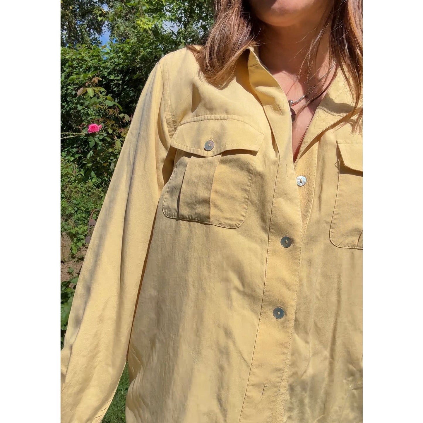 Silk Button-Down Shirt — Butter Yellow / Western Luxe Vintage