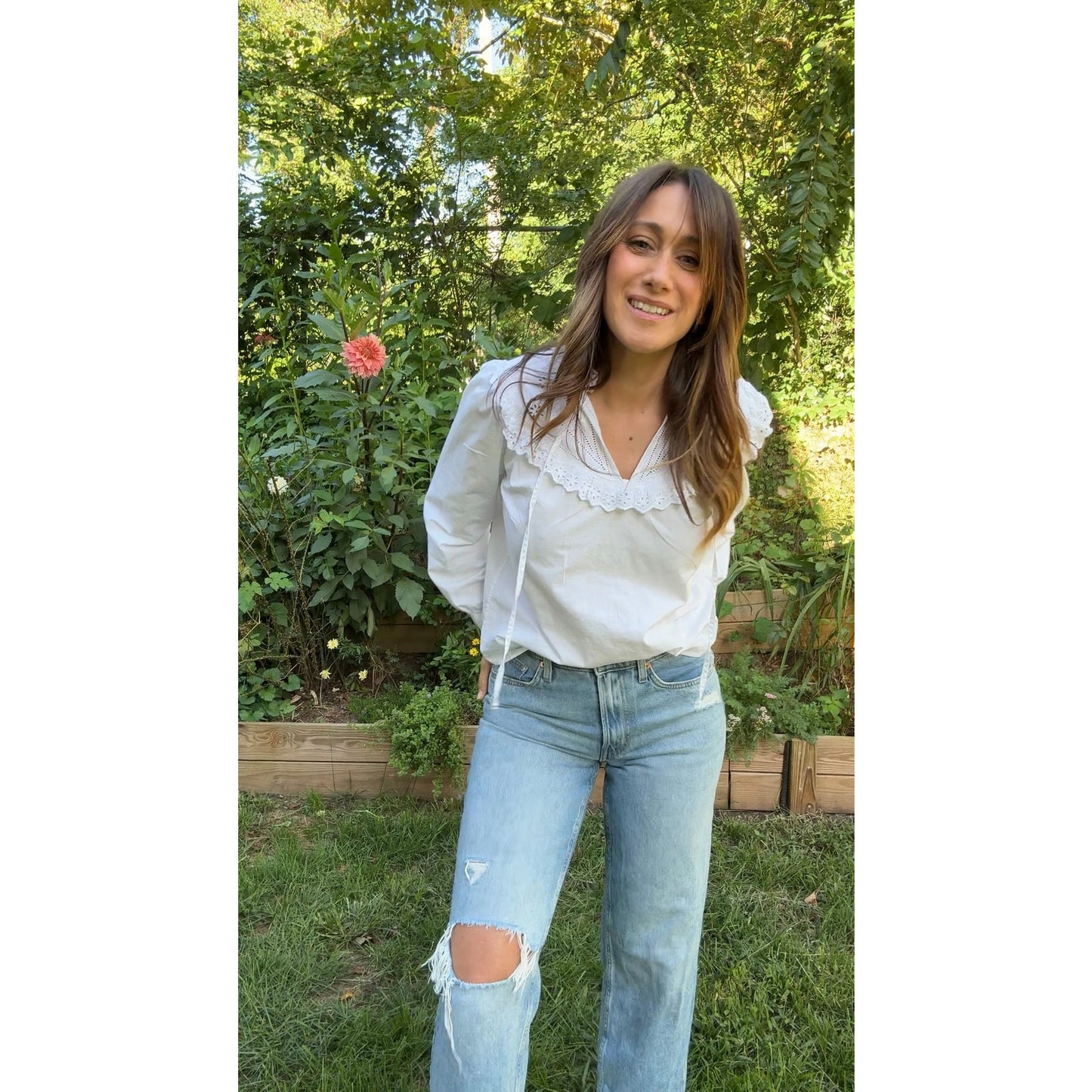 Low Waist Baggy Distressed Denim – Light Wash