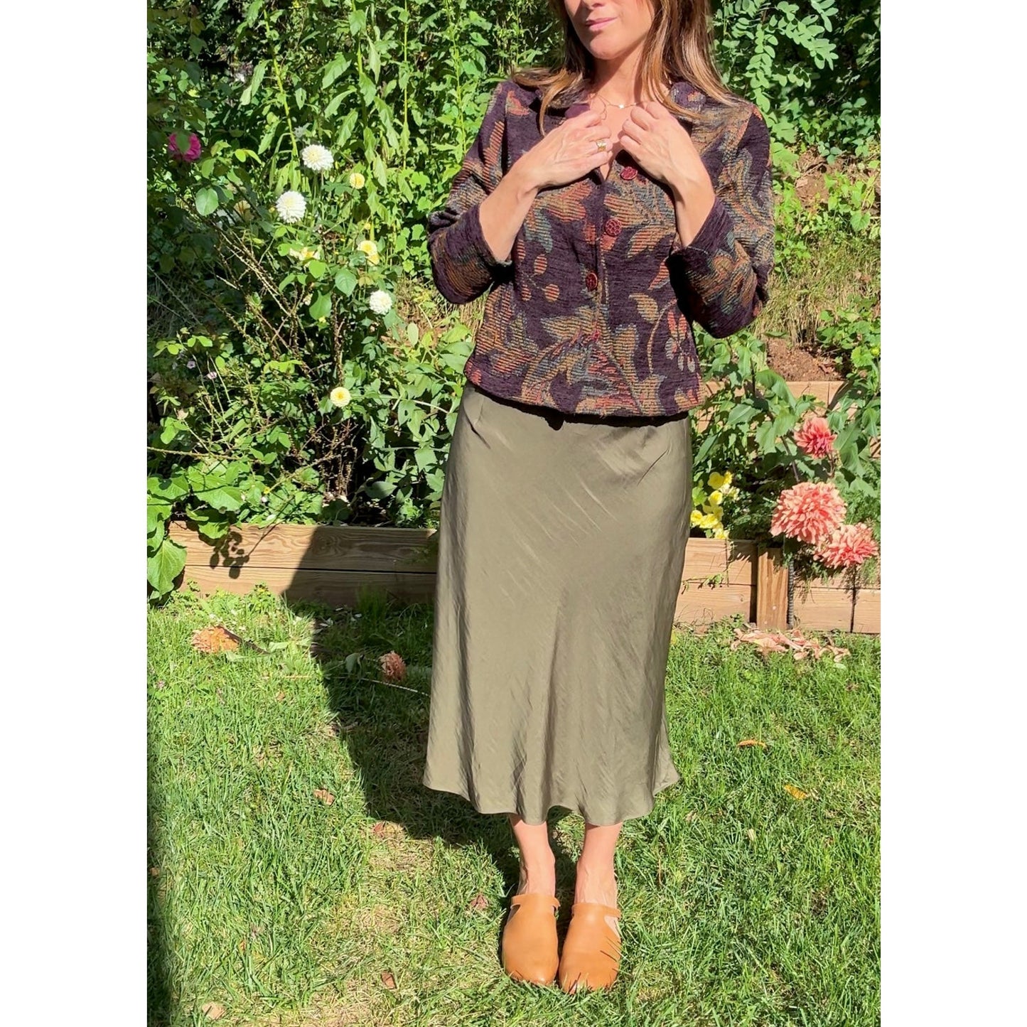 Tapestry Blanket Jacket — Plum + Olive Weave