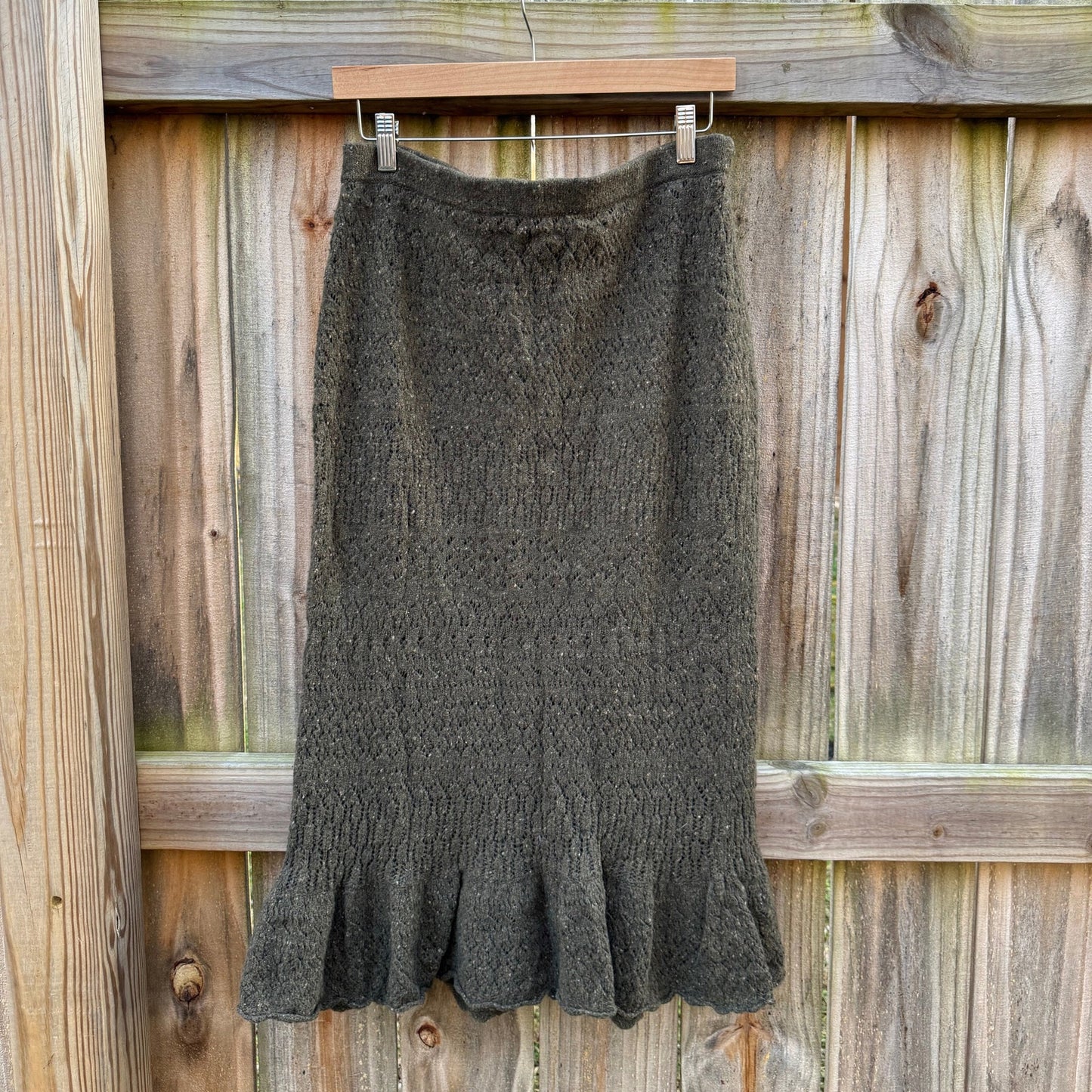Lauren Ralph Lauren Textured Knit Midi Skirt – Olive – Medium
