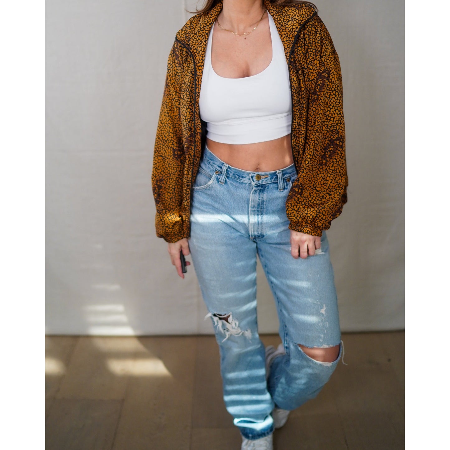 Vintage Abstract Animal Print Windbreaker Jacket