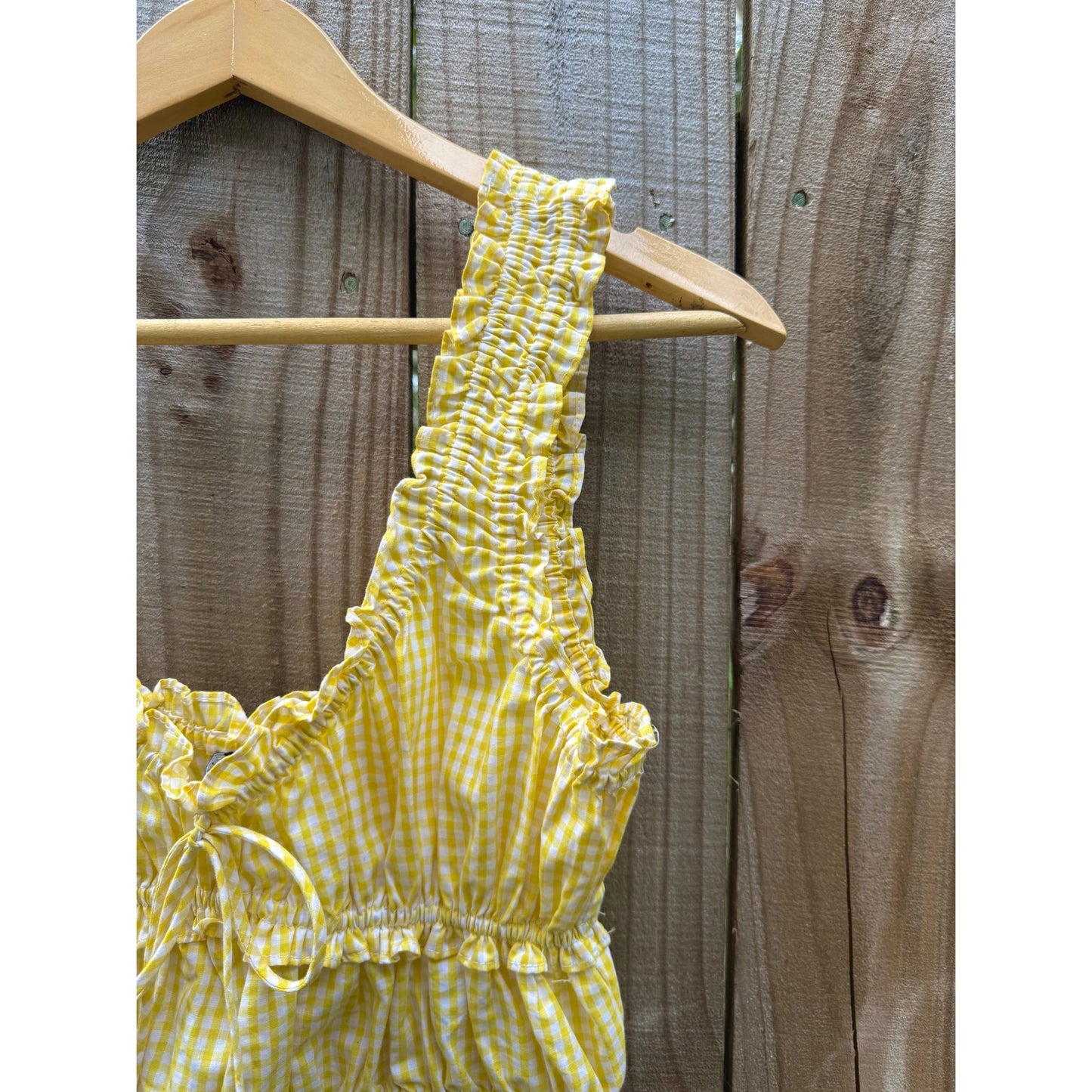 Sunshine Gingham Ruffle Crop Top