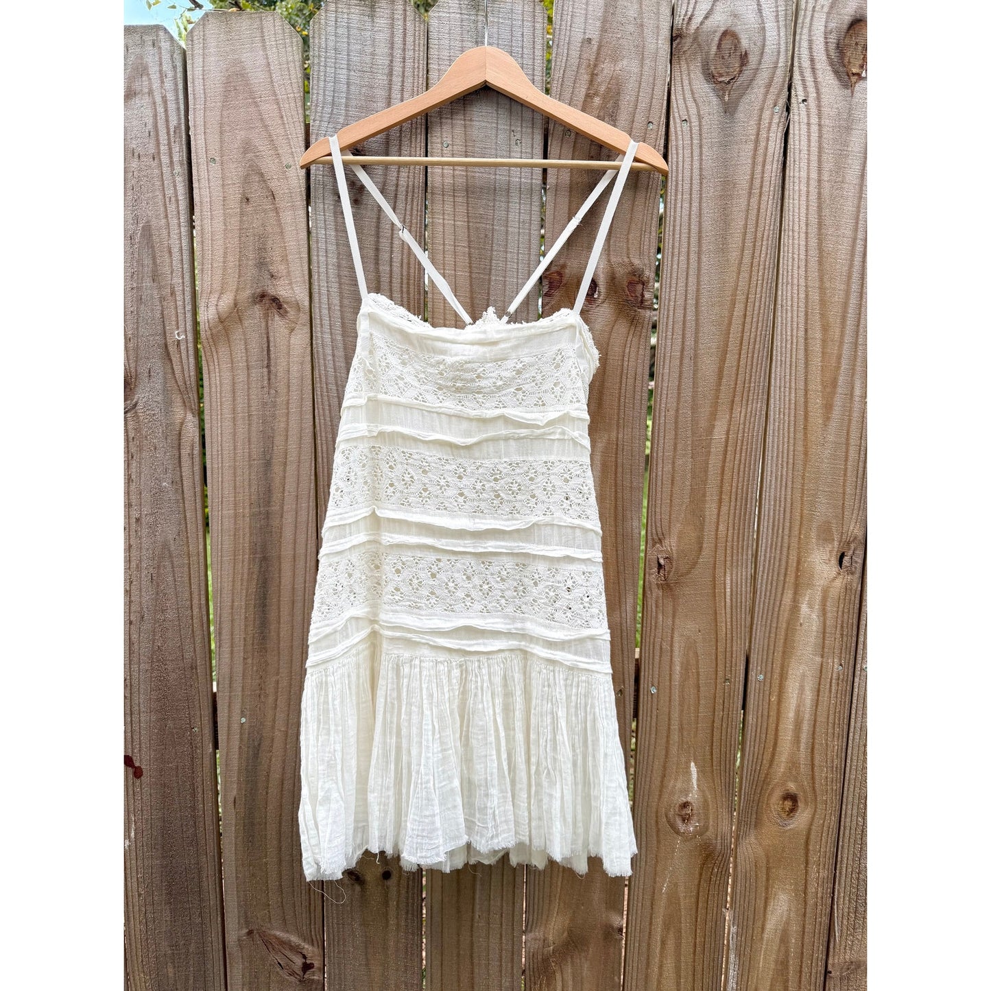 Free People Ivory Lace &amp; Cotton Mini Dress