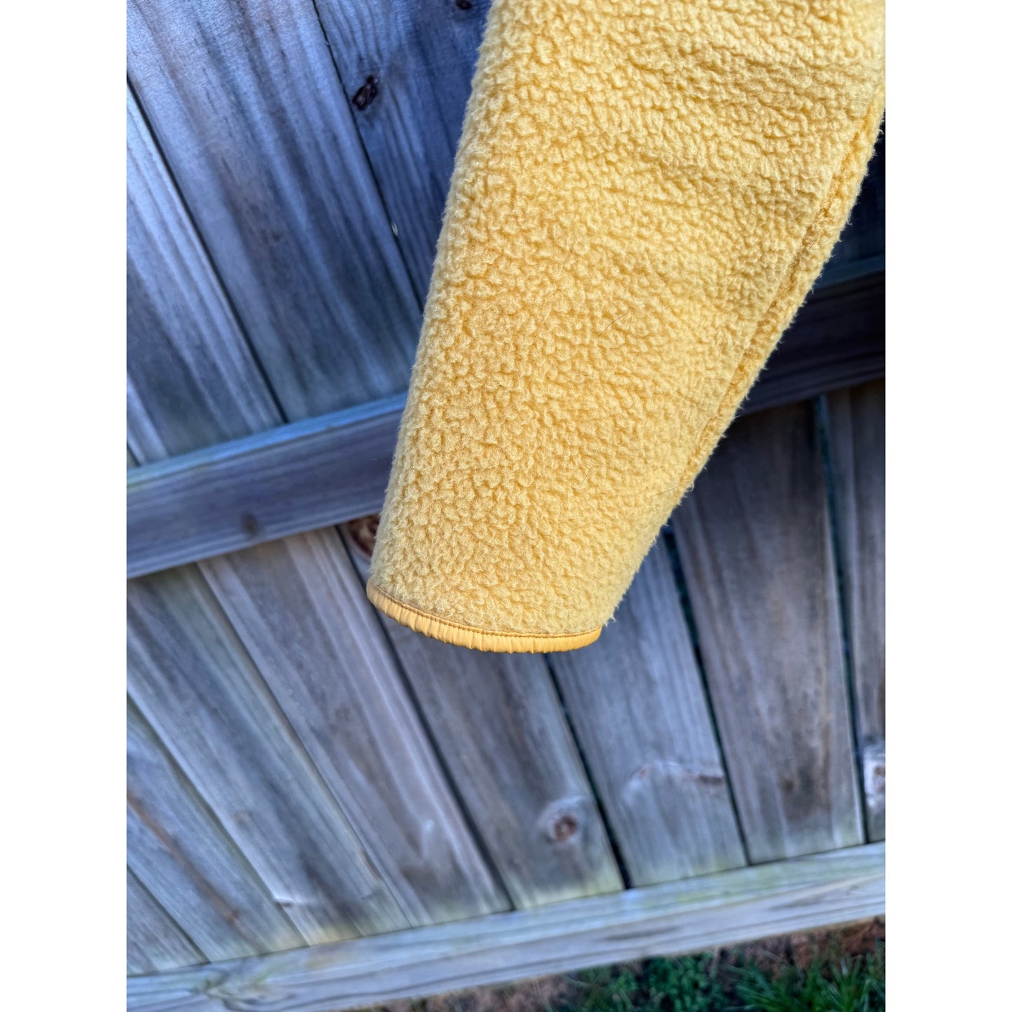 Mustard Yellow Fleece Jacket / Snap Front / Minimal Outdoor Layer