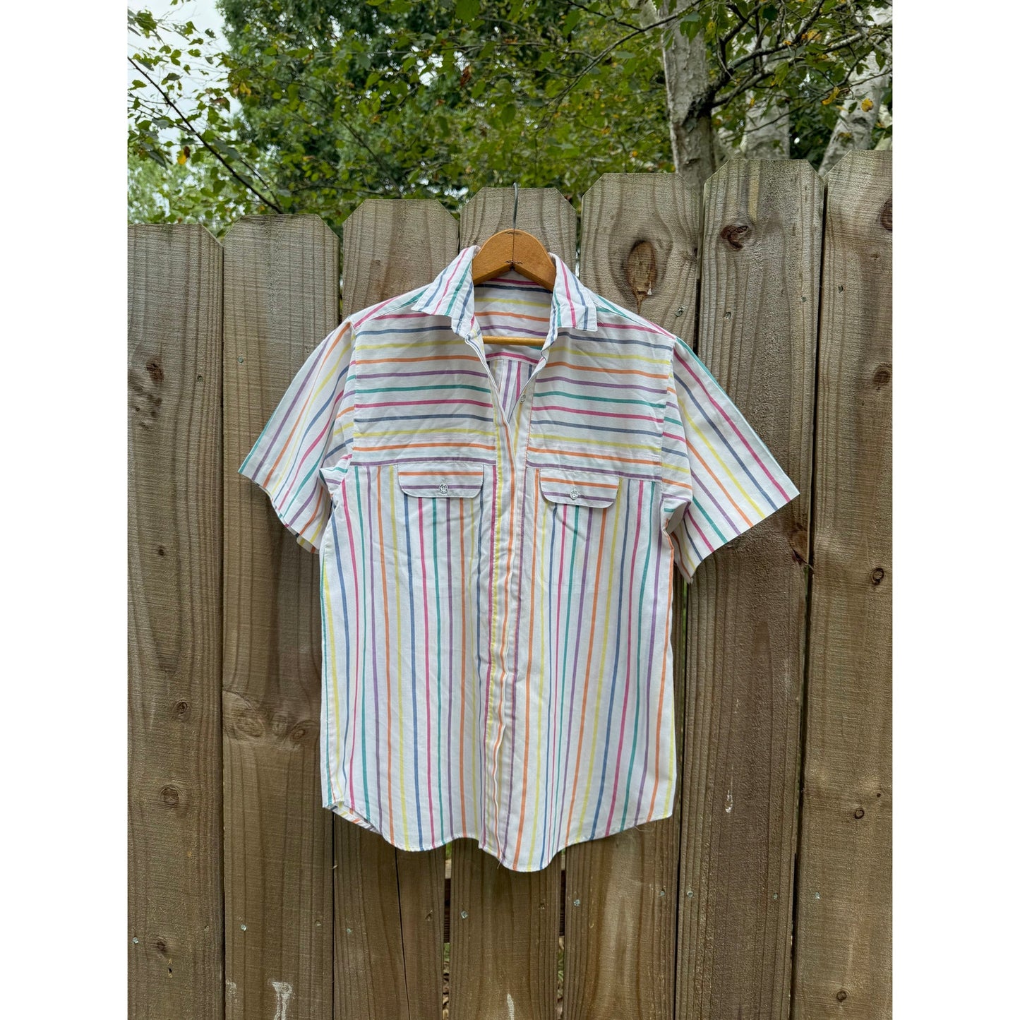 90’s Rainbow Stripe Button Down (Vintage Cotton)
