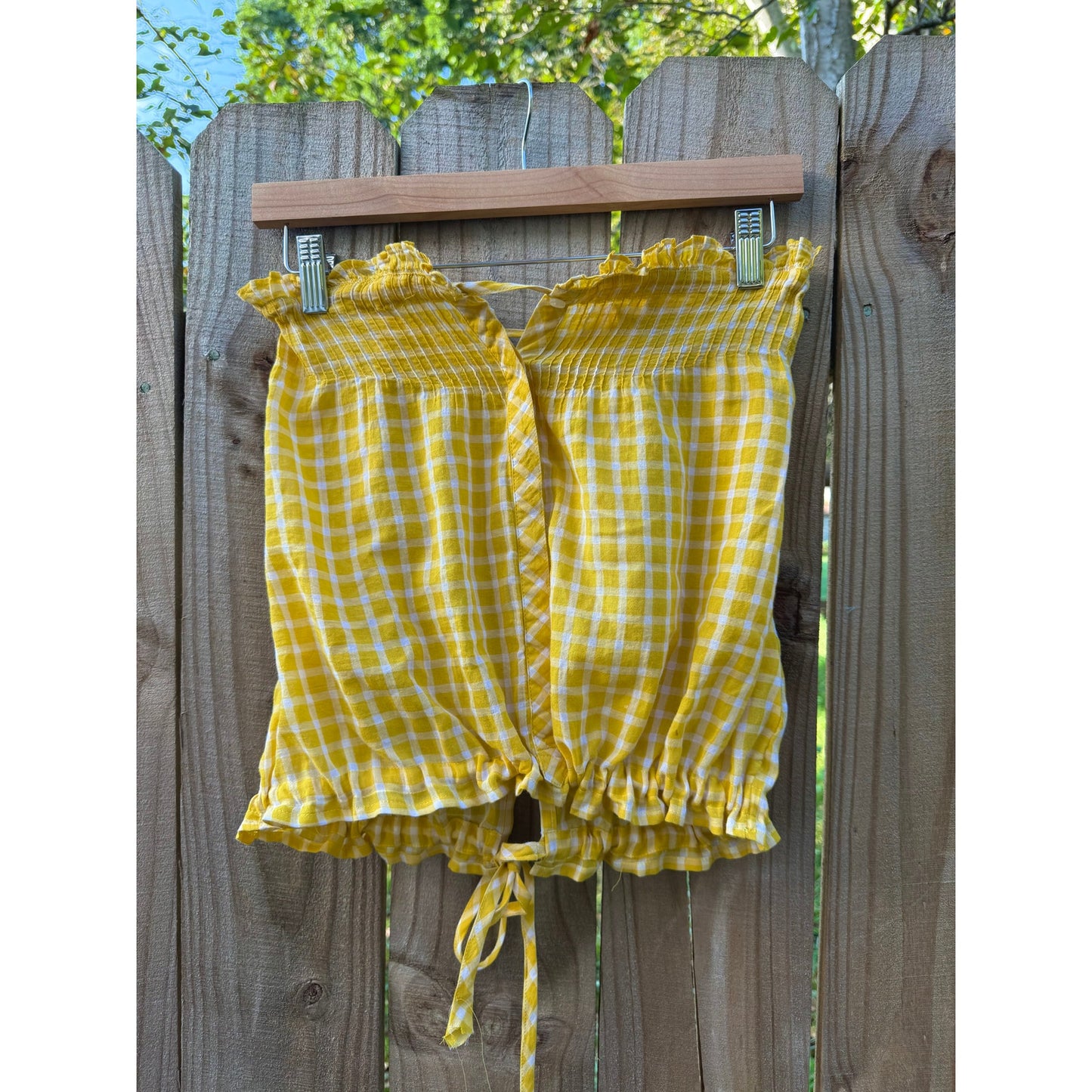 Sunny Yellow Gingham Crop Top – Pin-Tucked One of a Kind