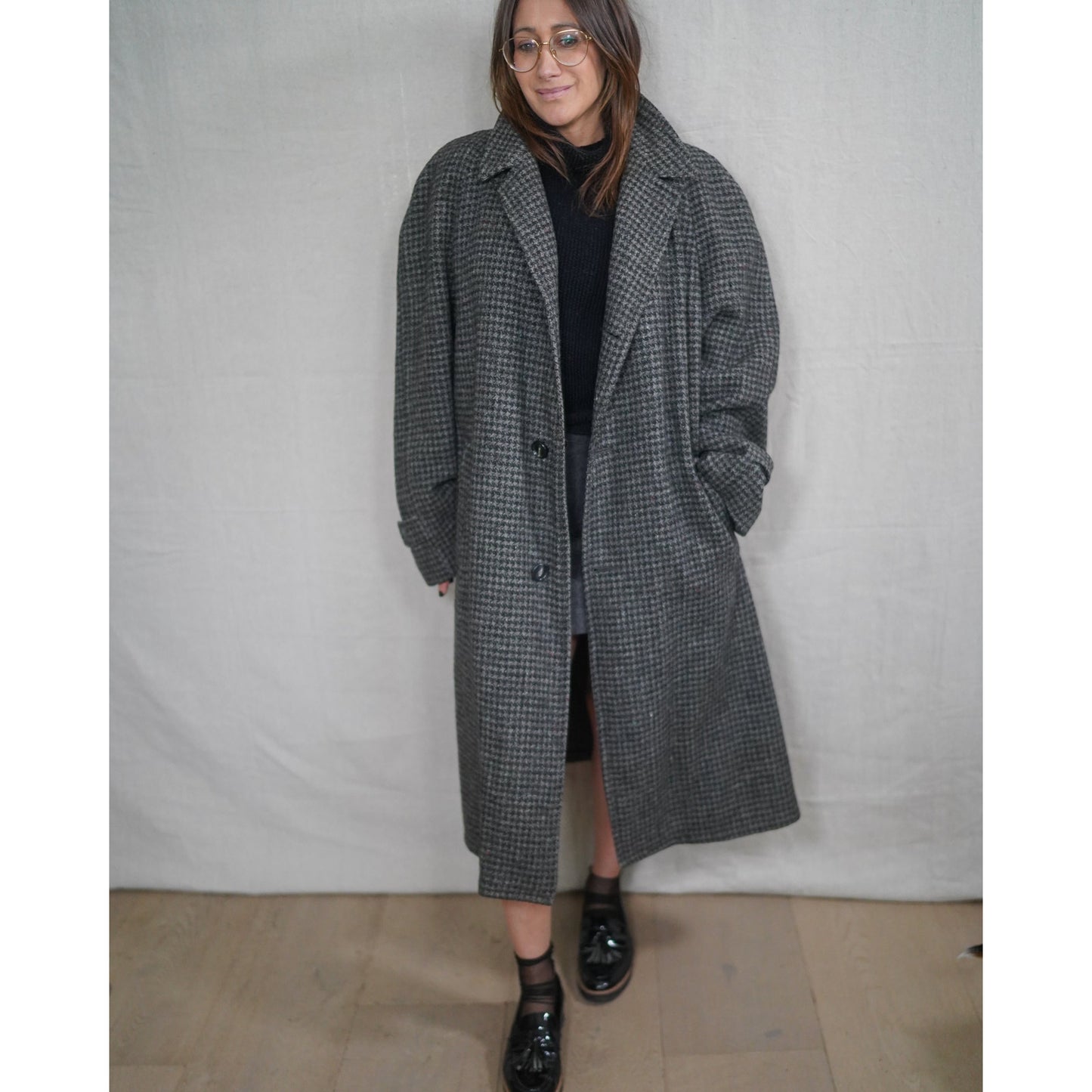Vintage Harris Tweed Longline Wool Coat
