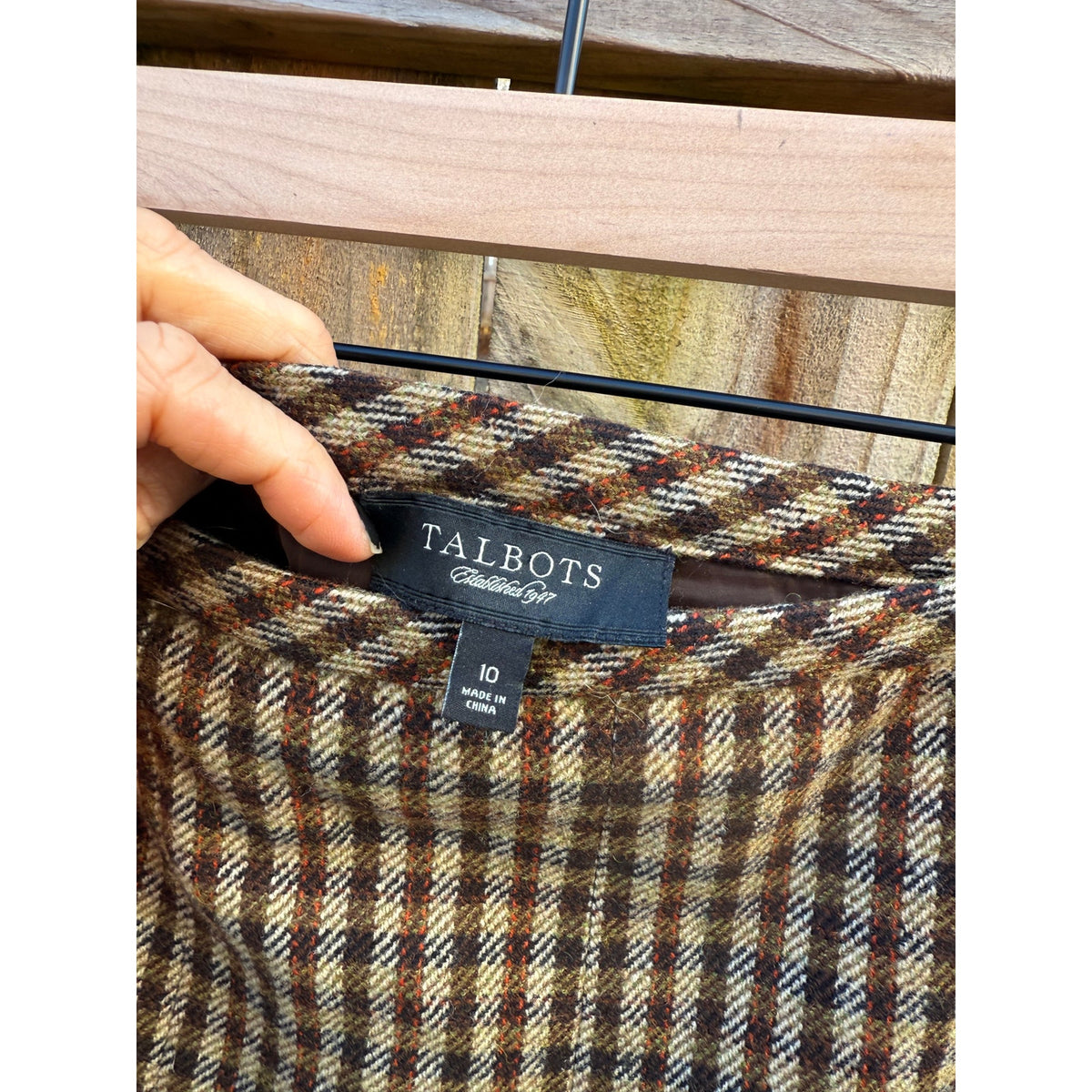 Vintage Talbots Brown Plaid Wool Mini Skirt – Low-Rise Editorial Fit
