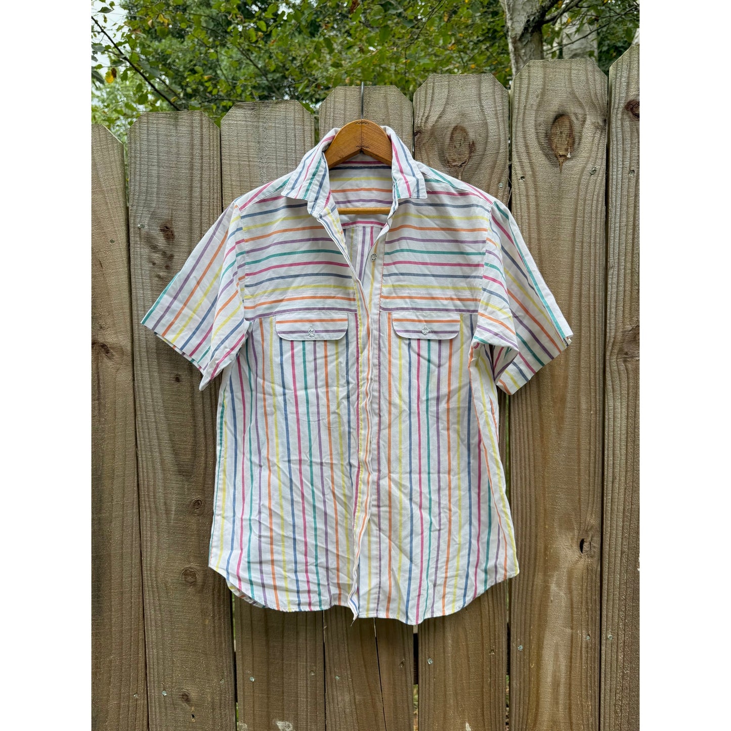 90’s Rainbow Stripe Button Down (Vintage Cotton)