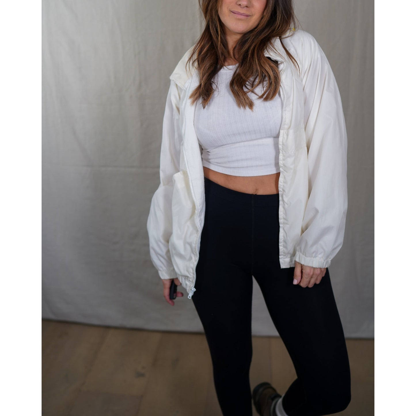 Vintage Sport Shell – Soft Ivory Windbreaker Jacket