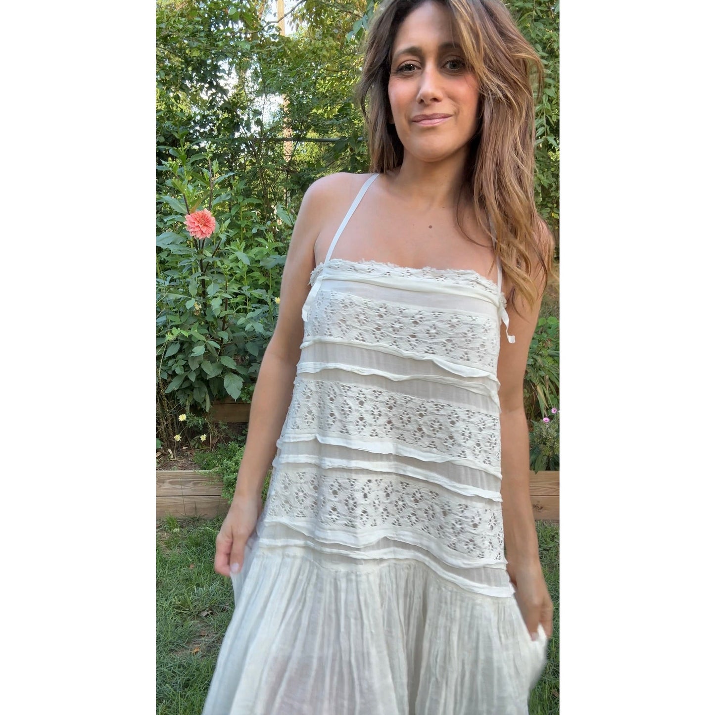 Free People Ivory Lace &amp; Cotton Mini Dress