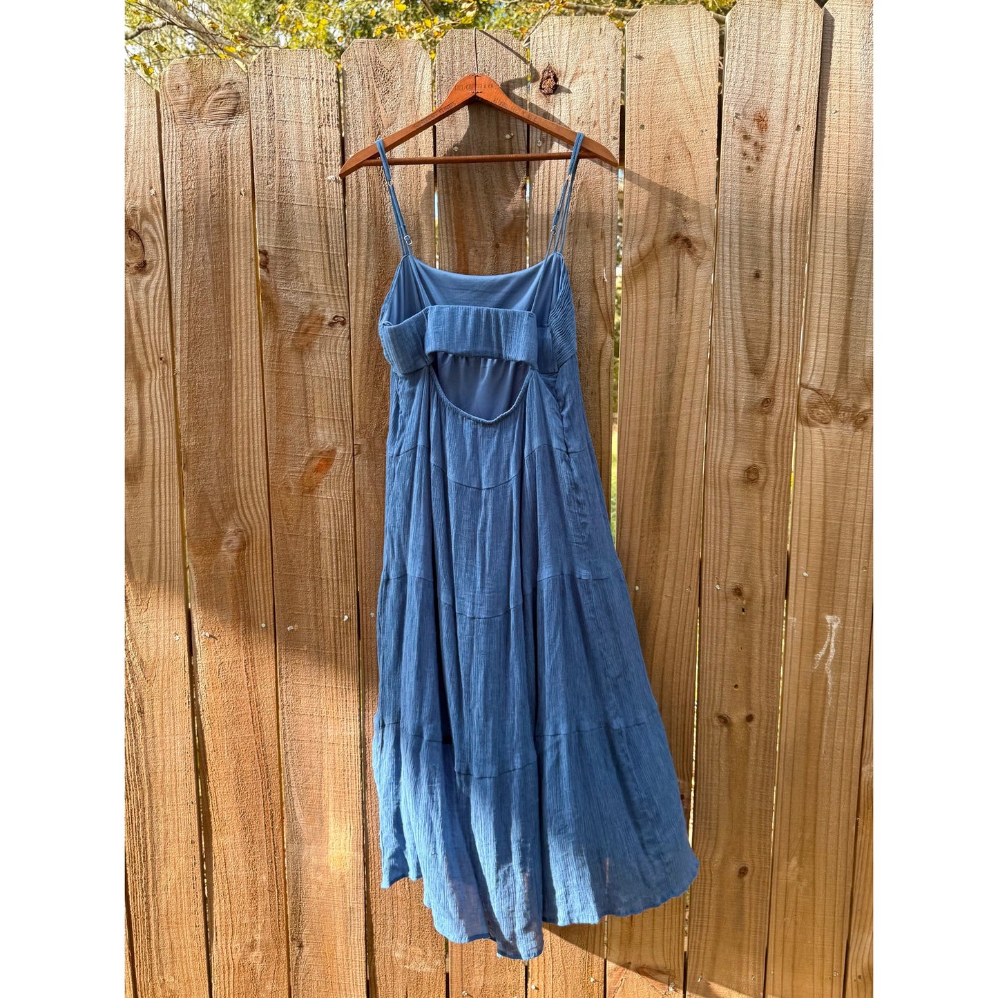Strappy Shirred Maxi Dress – Deep Sky Blue