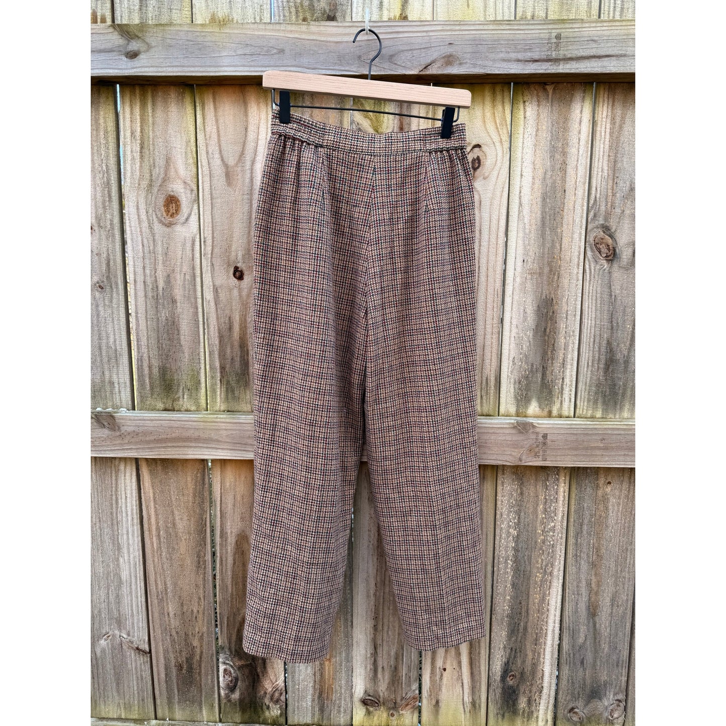 Vintage Joan Leslie Plaid Wool Trousers / Cropped Tailored Pants / 90s Minimal Prep