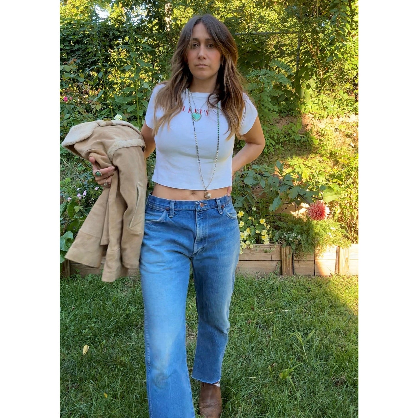 Vintage Wrangler Cropped Raw Edge Hem Straight Leg Jeans