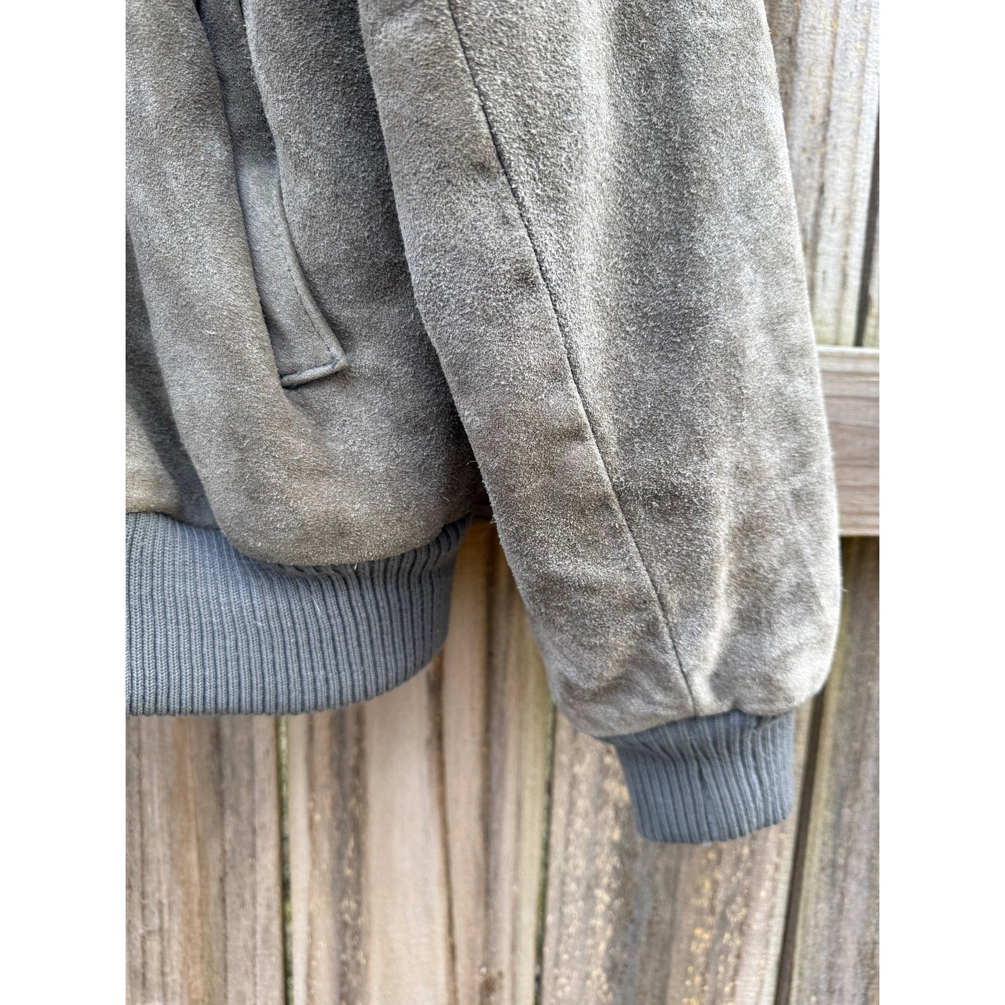 Vintage Alviero Suede Bomber - Slate Gray - Leather Jacket