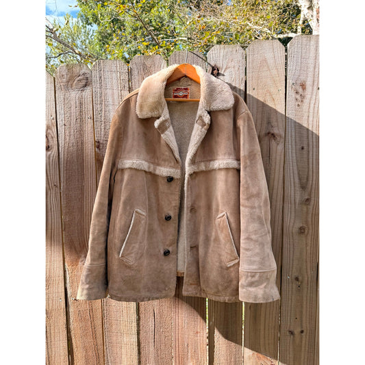 Vintage Shearling Pioneer Wear Coat — Suede &amp; Sherpa (Made in Korea, Albuquerque Label)