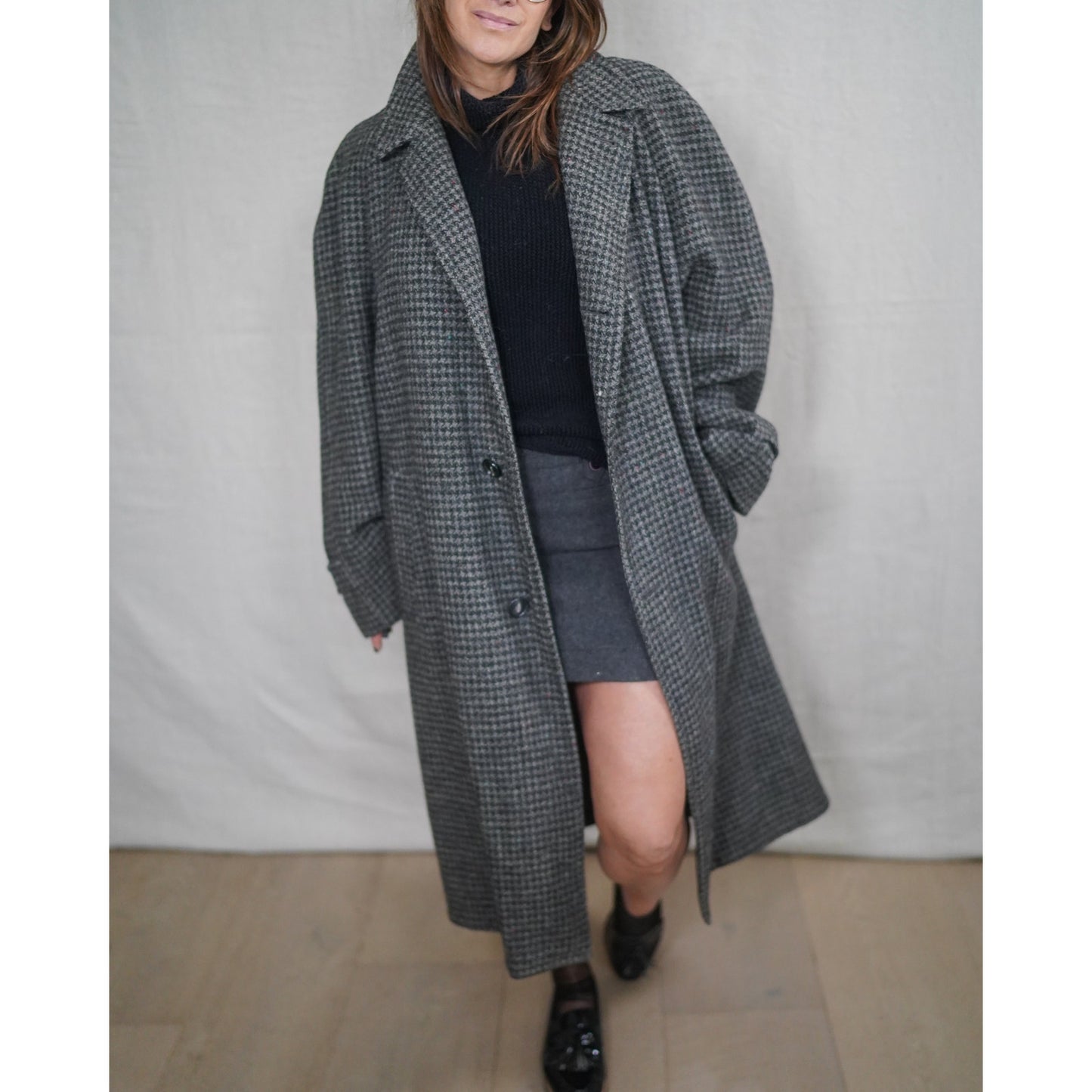Vintage Harris Tweed Longline Wool Coat