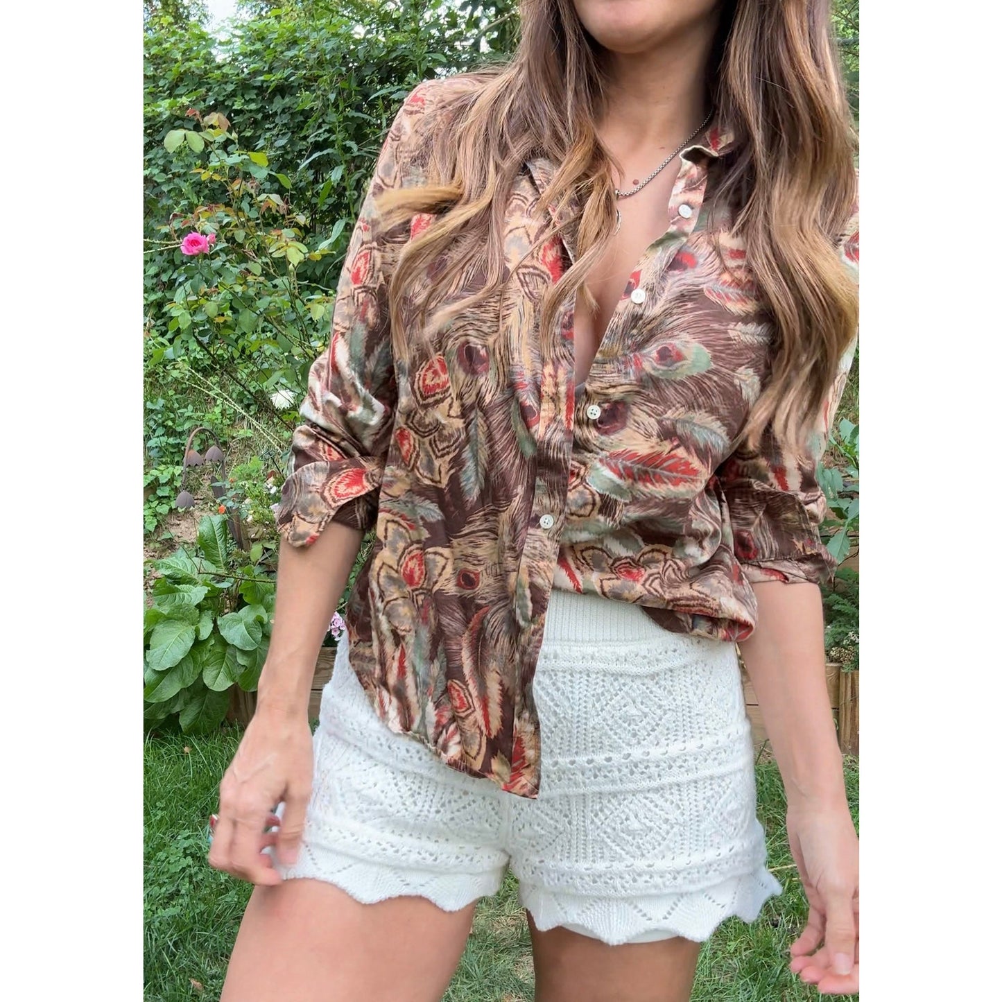 Vintage Ralph Lauren Feather Print Button-Down Shirt / Western