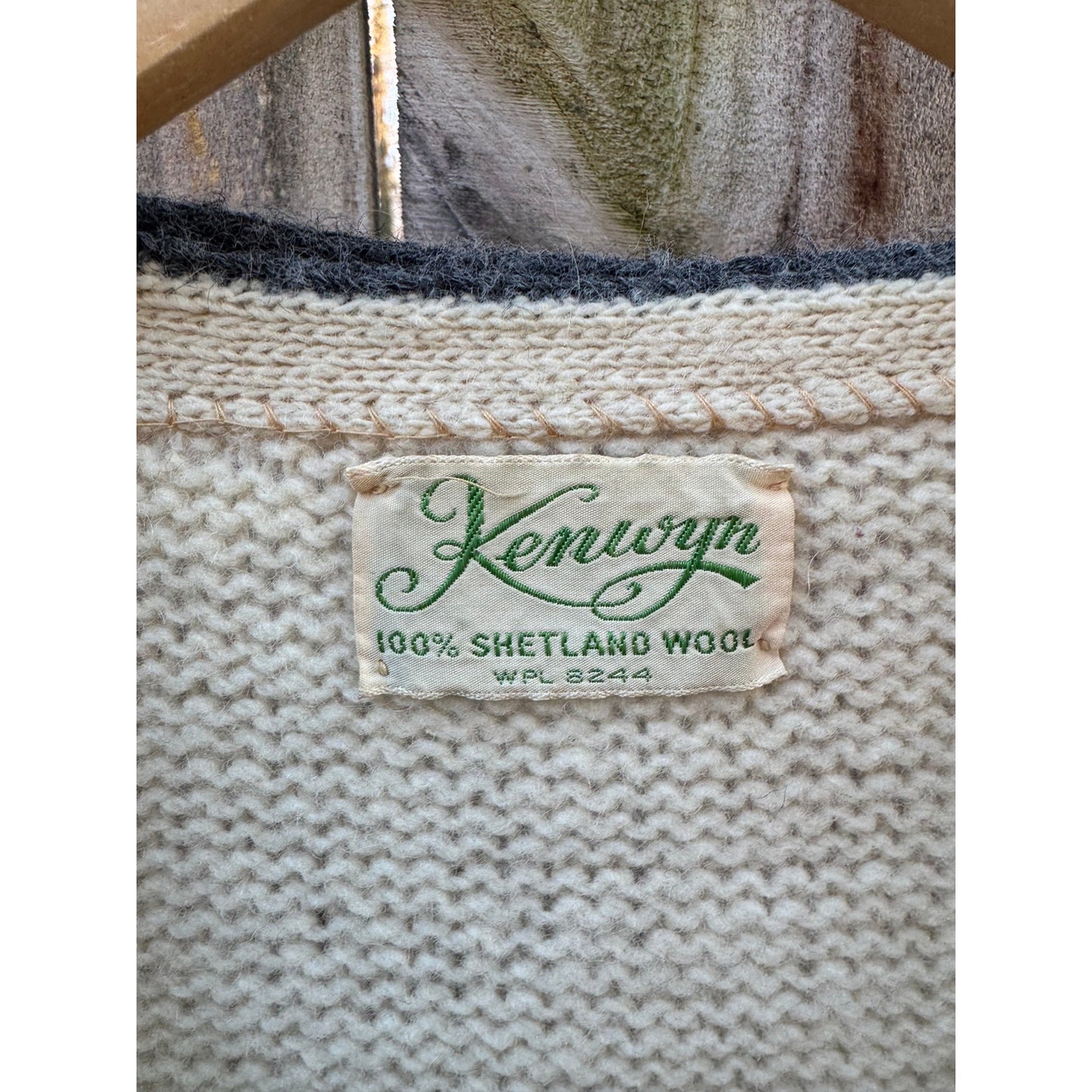 Vintage Shetland Wool Cardigan – Cream Open Front, Textural Knit (Kenwyn)