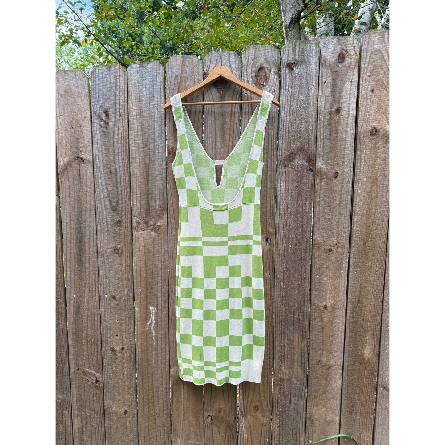 Green Checkerboard Knit Dress / Rave Y2K Club Kid