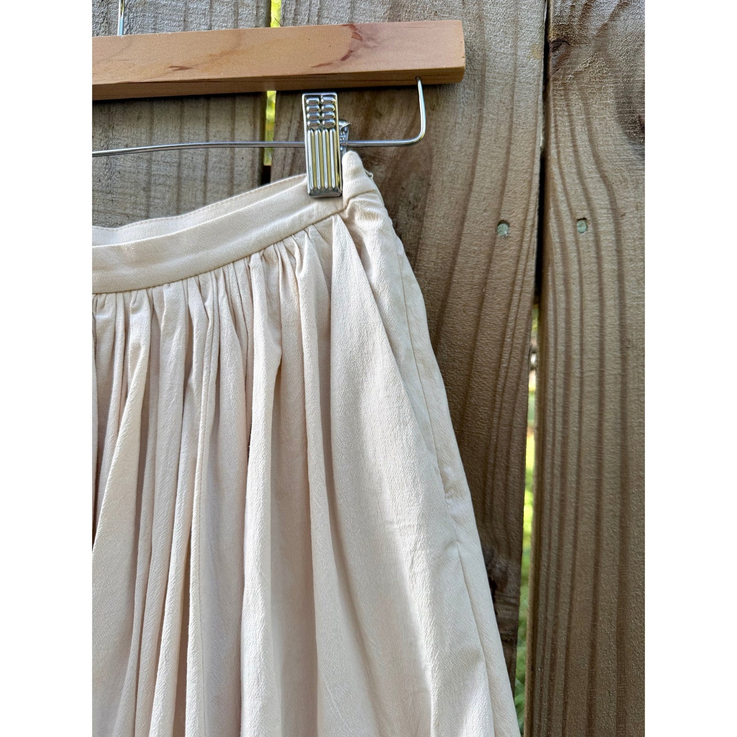 Ivory Textured Pleated Full Maxi Skirt