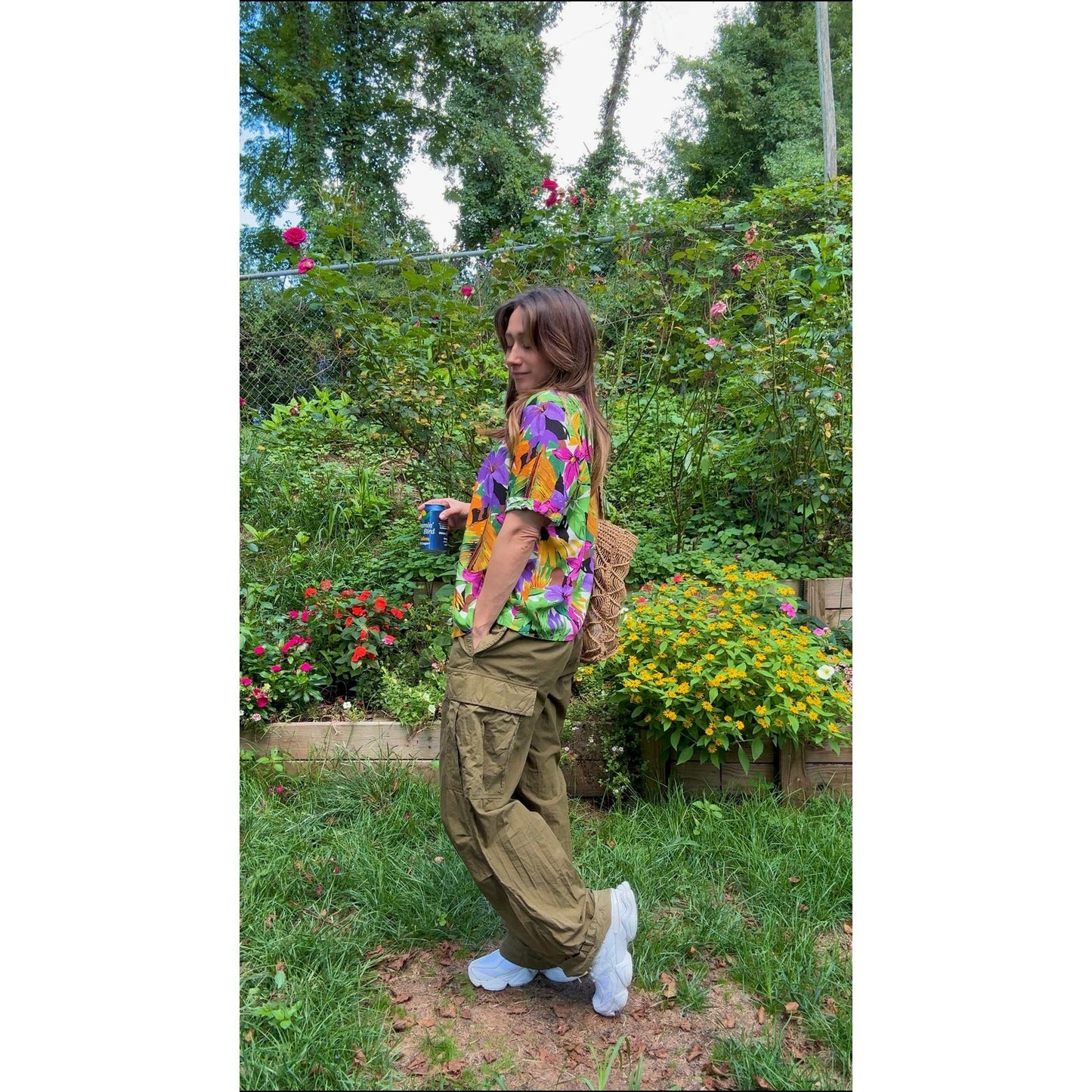 Vintage Pendleton Petite Hawaiian Floral Button-Up Shirt Hipster 90s