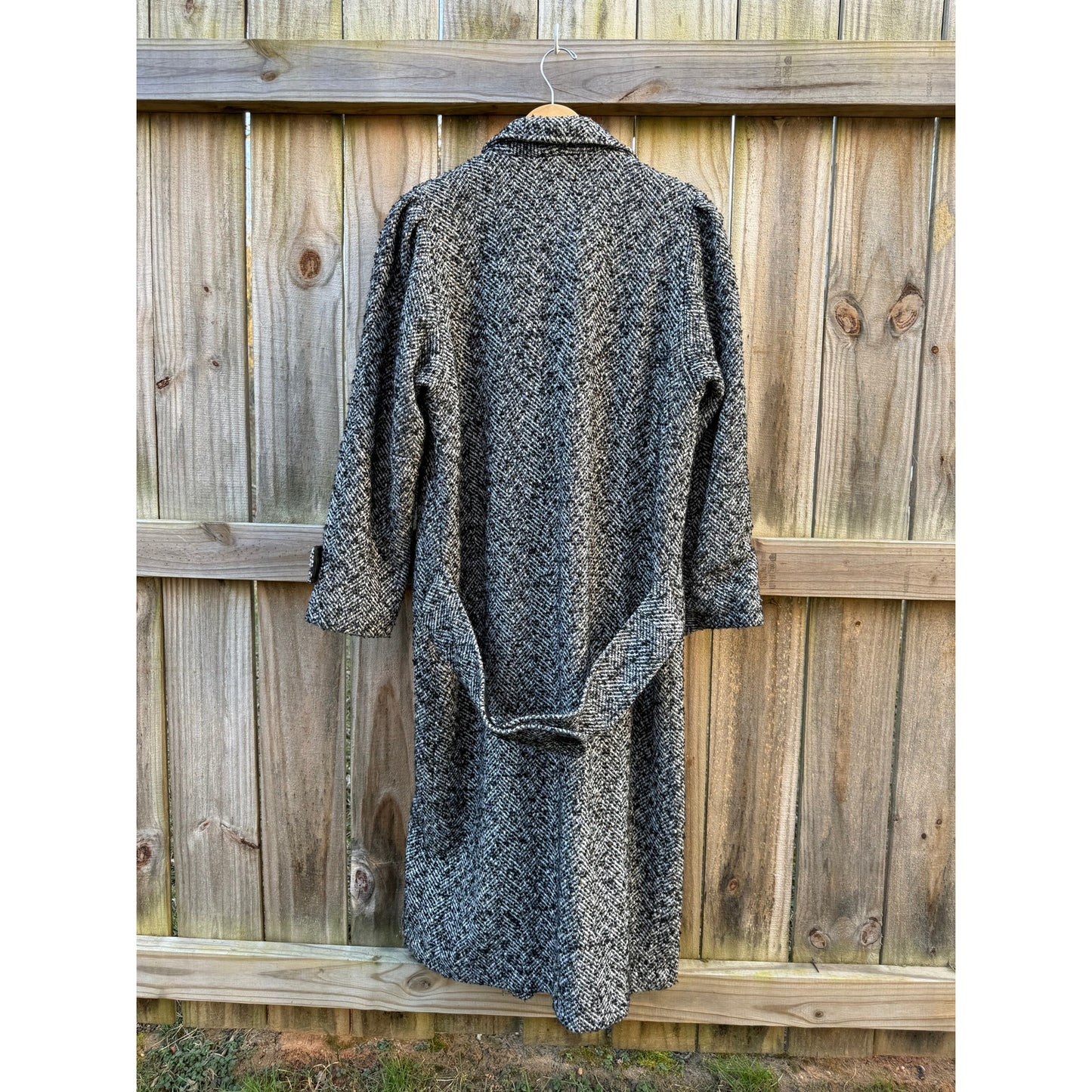 Vintage Longline Wool Tweed Coat Oversized