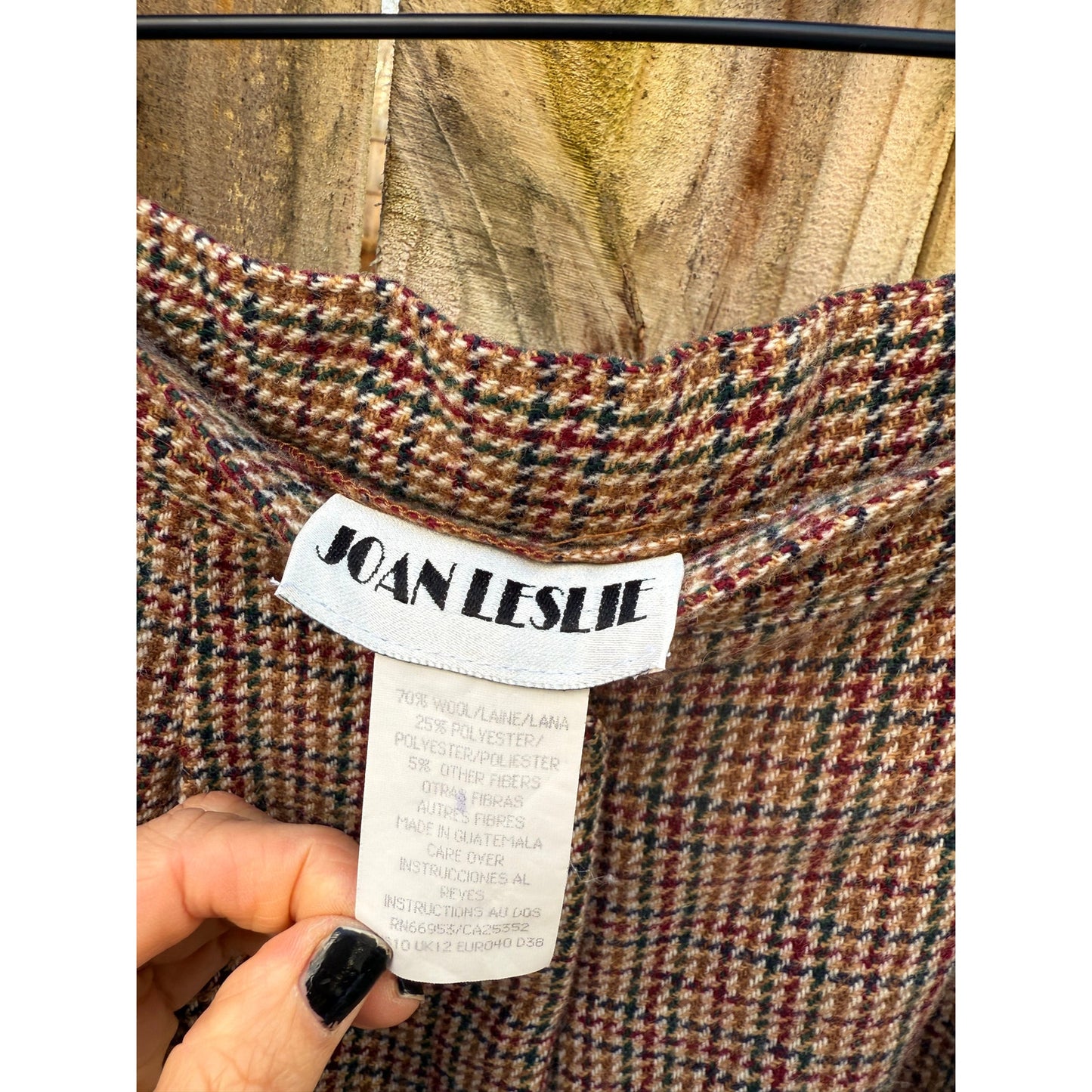Vintage Joan Leslie Plaid Wool Trousers / Cropped Tailored Pants / 90s Minimal Prep