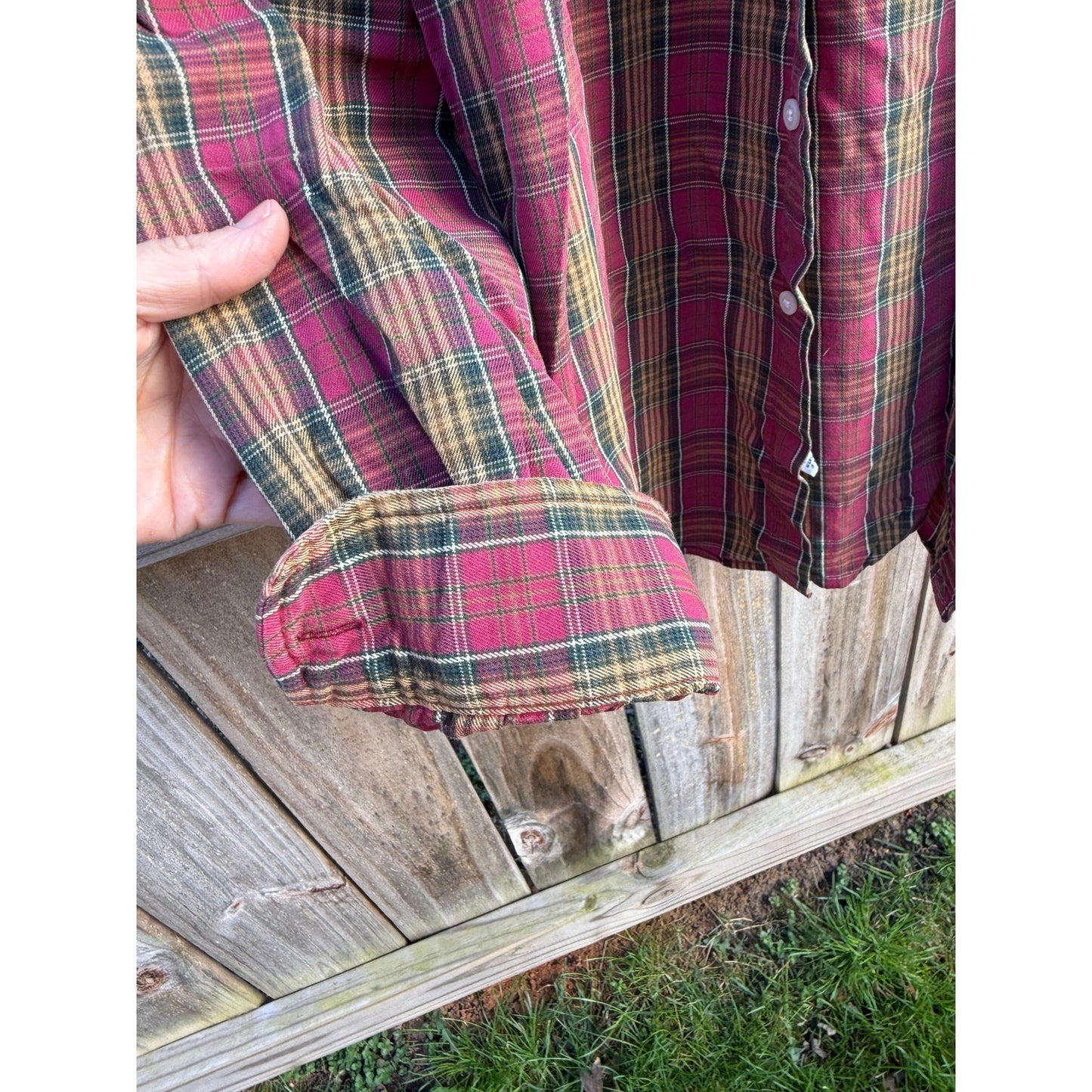 Ralph Lauren Plaid Button Down Shirt / Classic Fit / Red Green Tartan / Vintage Prep
