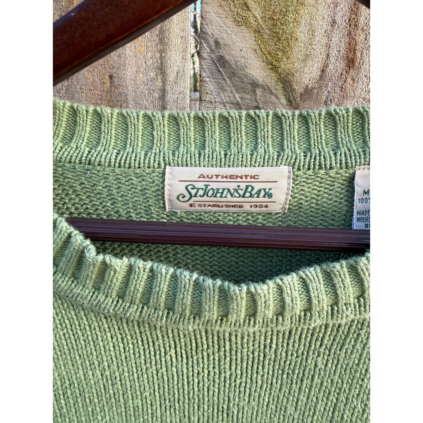 St. John’s Bay Cotton Crewneck Sweater – Soft Olive – Size M