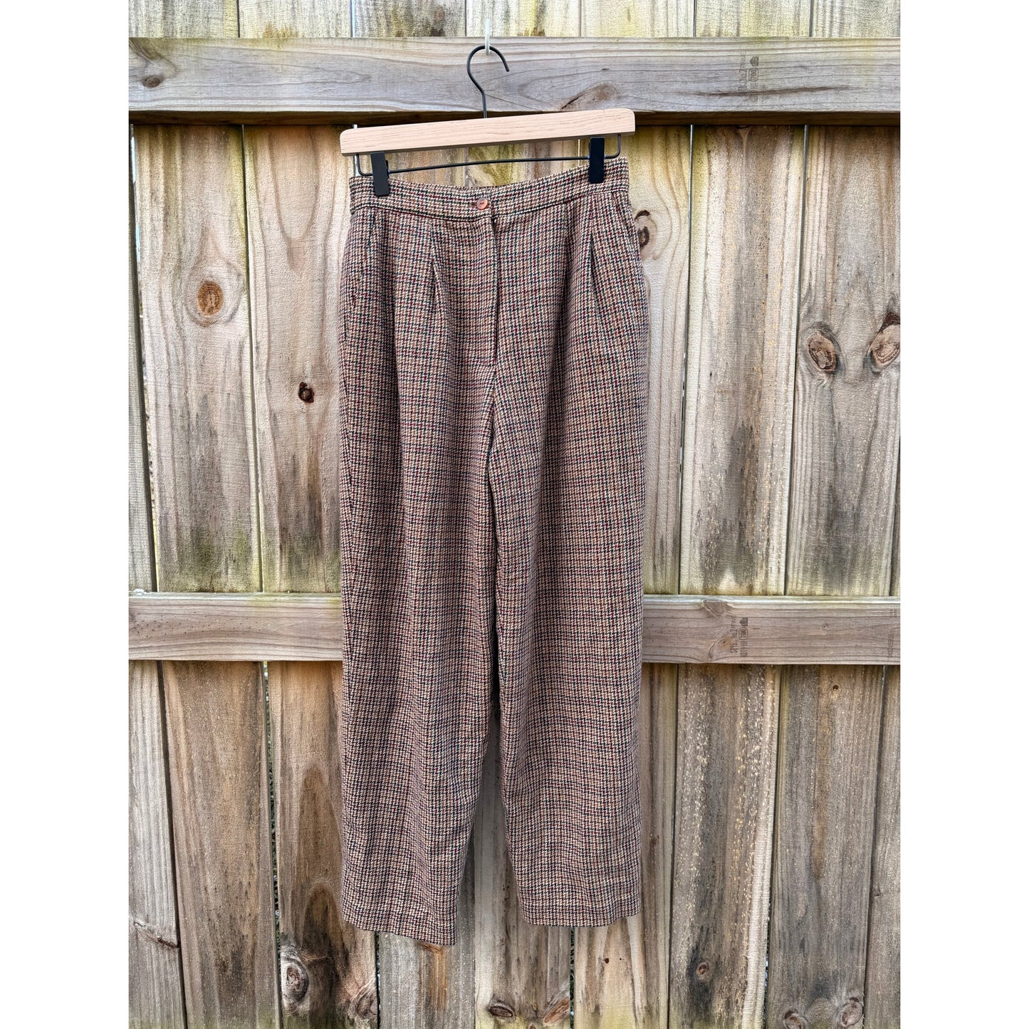 Vintage Joan Leslie Plaid Wool Trousers / Cropped Tailored Pants / 90s Minimal Prep