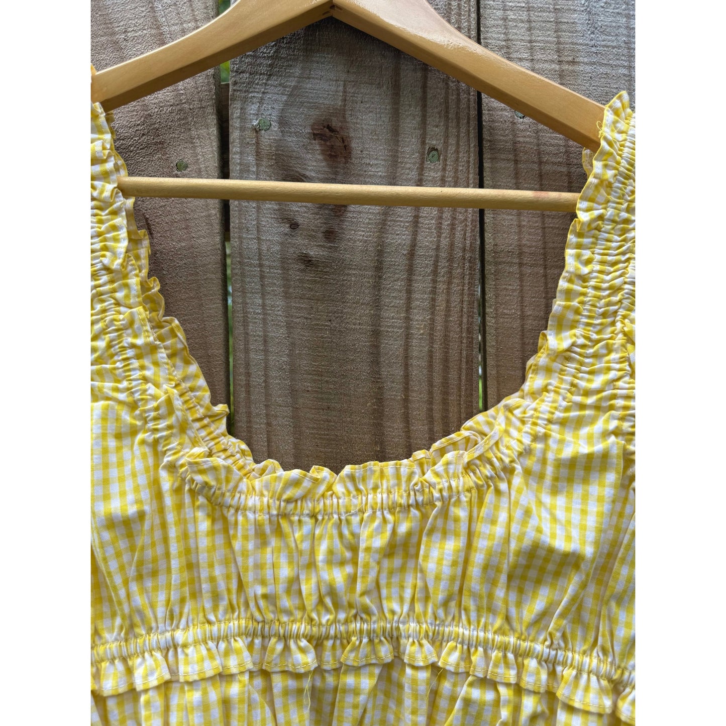 Sunshine Gingham Ruffle Crop Top