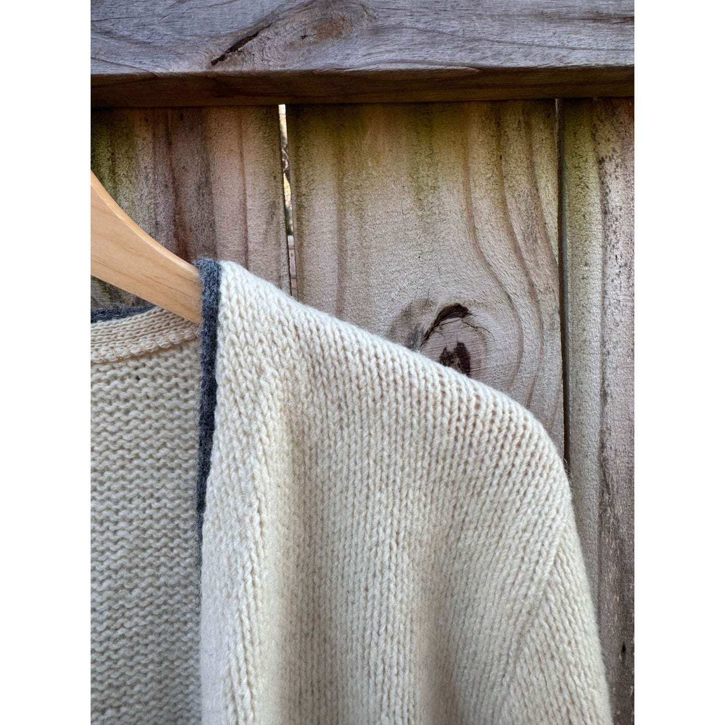 Vintage Shetland Wool Cardigan – Cream Open Front, Textural Knit (Kenwyn)