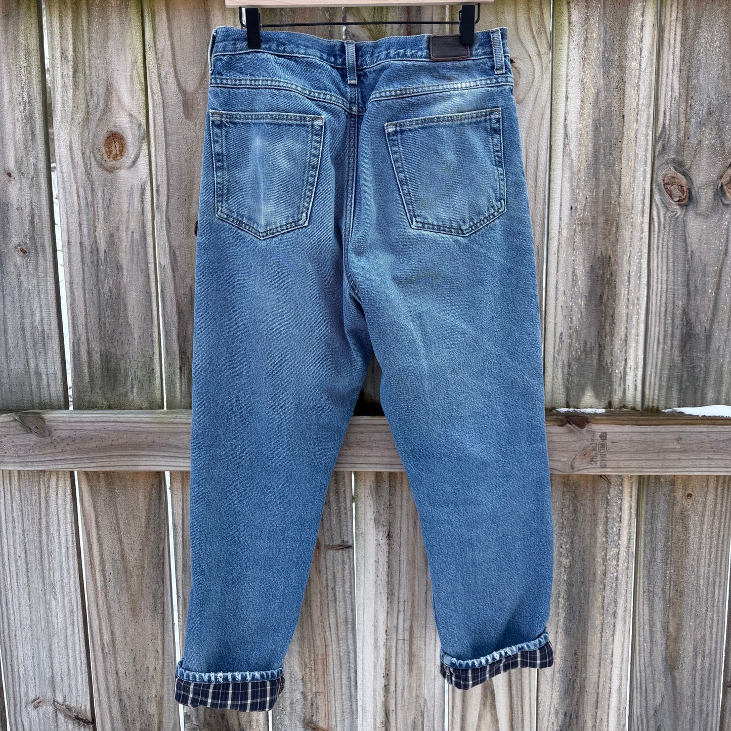 LL Bean Classic Fit Flannel Lined Jeans 33x30 Straight Leg Cuffed