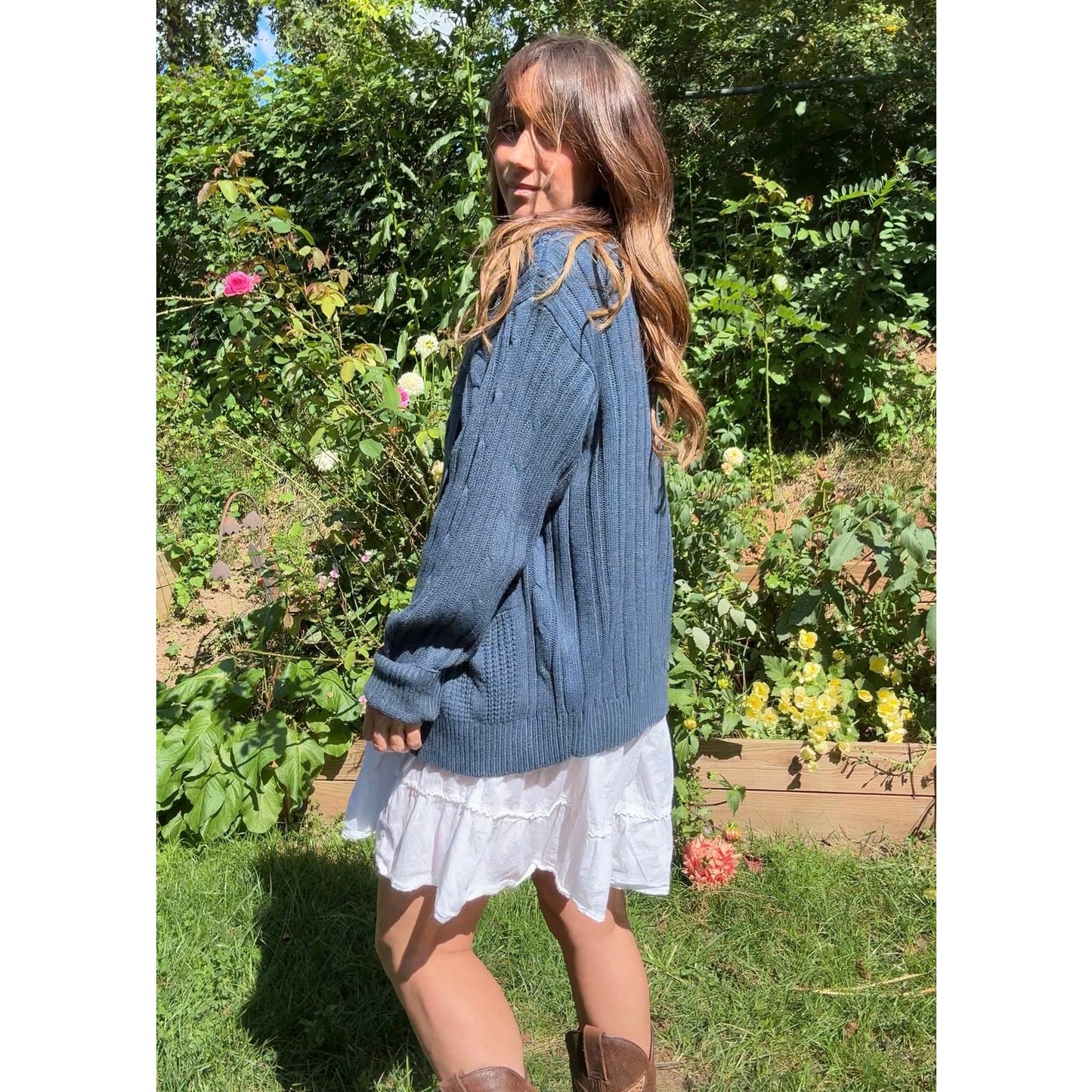 Navy Grandpa Cardigan — 90s / Slouchy Layering Knit