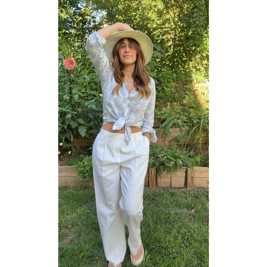 Ivory Linen Pleated Trousers — Sunday Honey Original