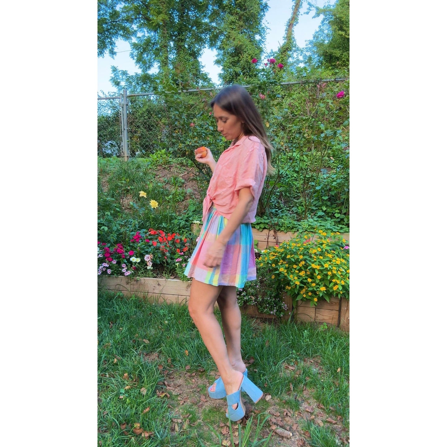 Linen Tie-Front Shirt in Summer Coral — Sunday Honey