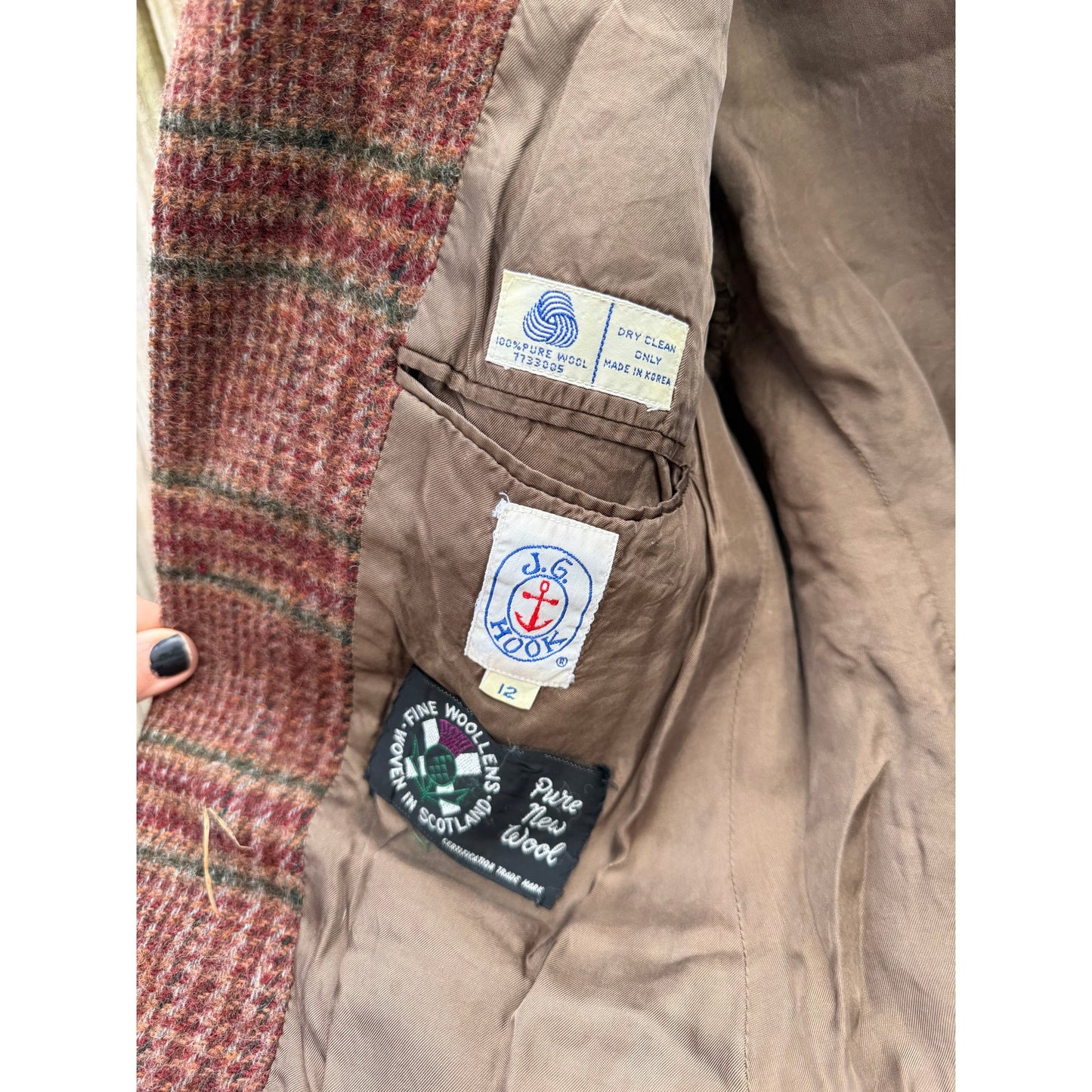 VINTAGE J.G. HOOK SCOTTISH WOOL PLAID BLAZER