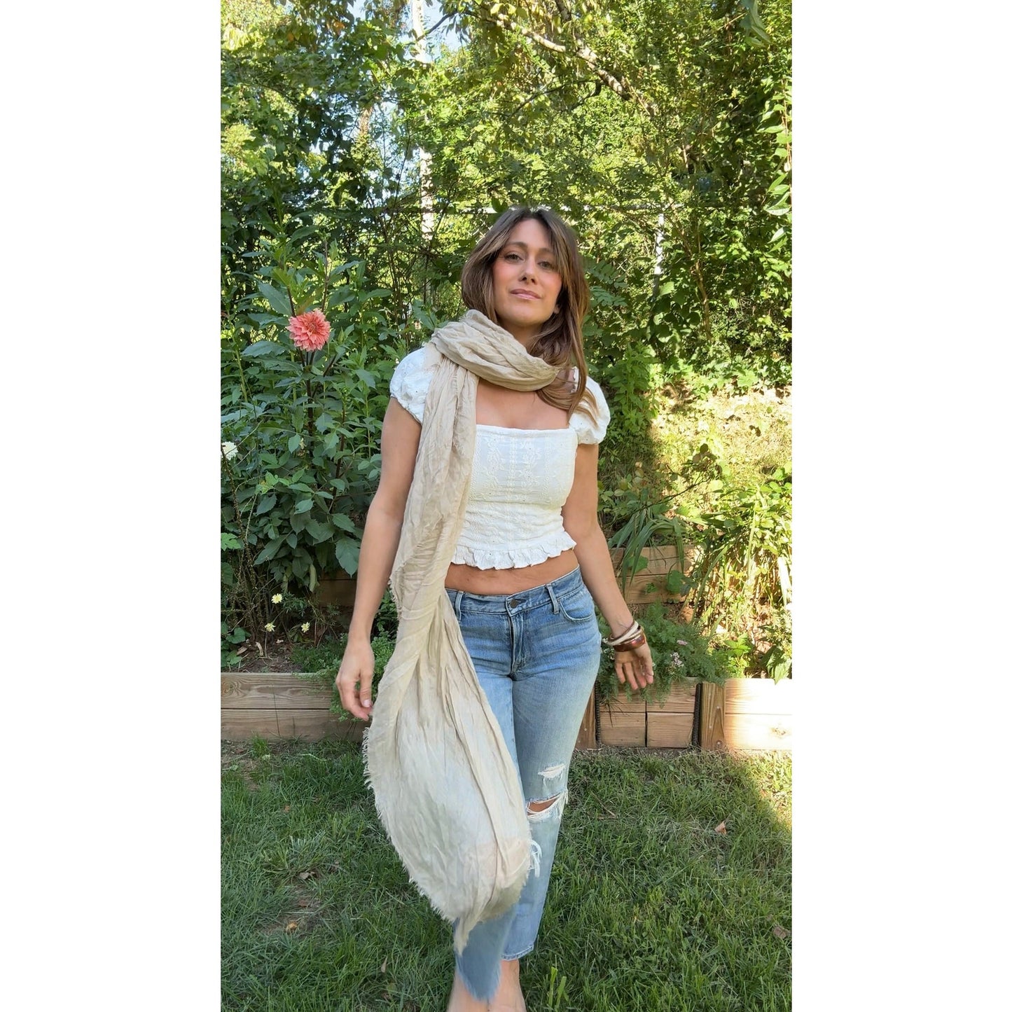 Saltwater Luxe Embroidered Puff-Sleeve Top